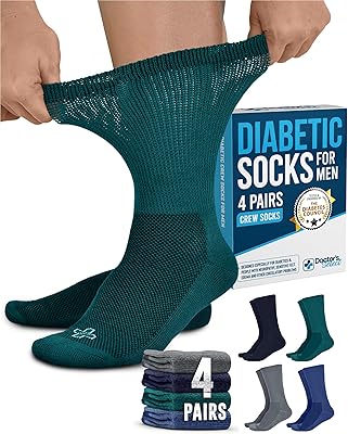 Doctor's Select Men's Diabetic Socks for Men Size 13-15 - 4 Pairs