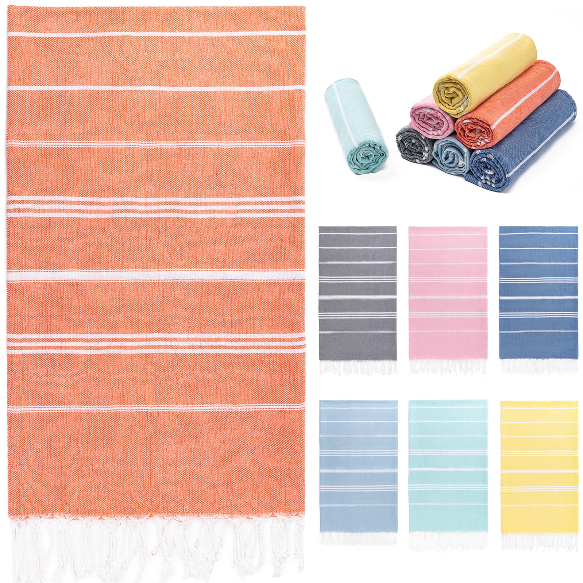 Photo 1 of Aegero Turkish Beach Towel, 36"x71" Quick Dry Sand Free Oversized Bath Pool Swim Towel, Lightweight Travel Turkish Towels Vacation Essentials, Thinner Coral