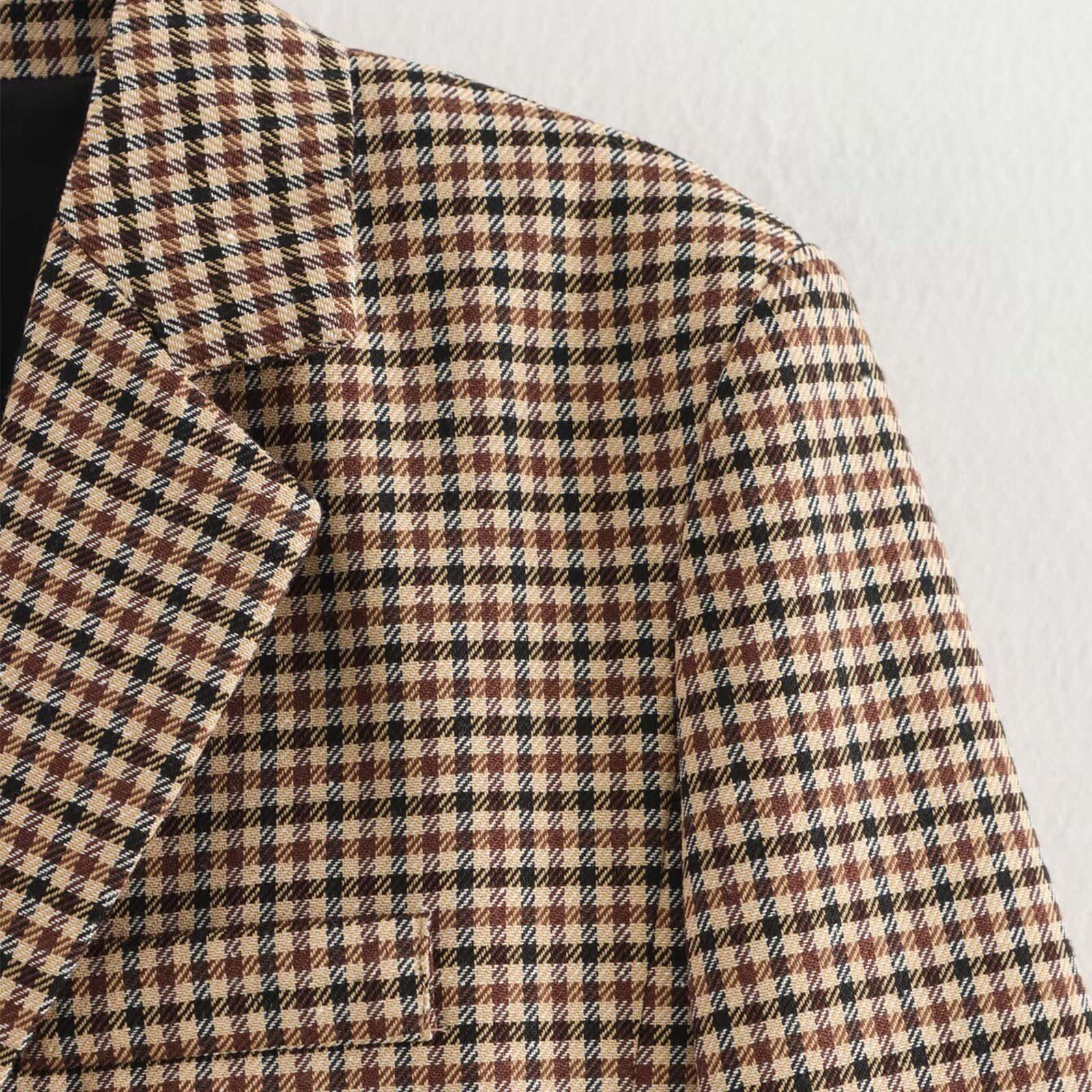 Generisch Elegante entallado con cinturón Chaqueta cómoda versátil para ocasiones casuales (caqui, M)