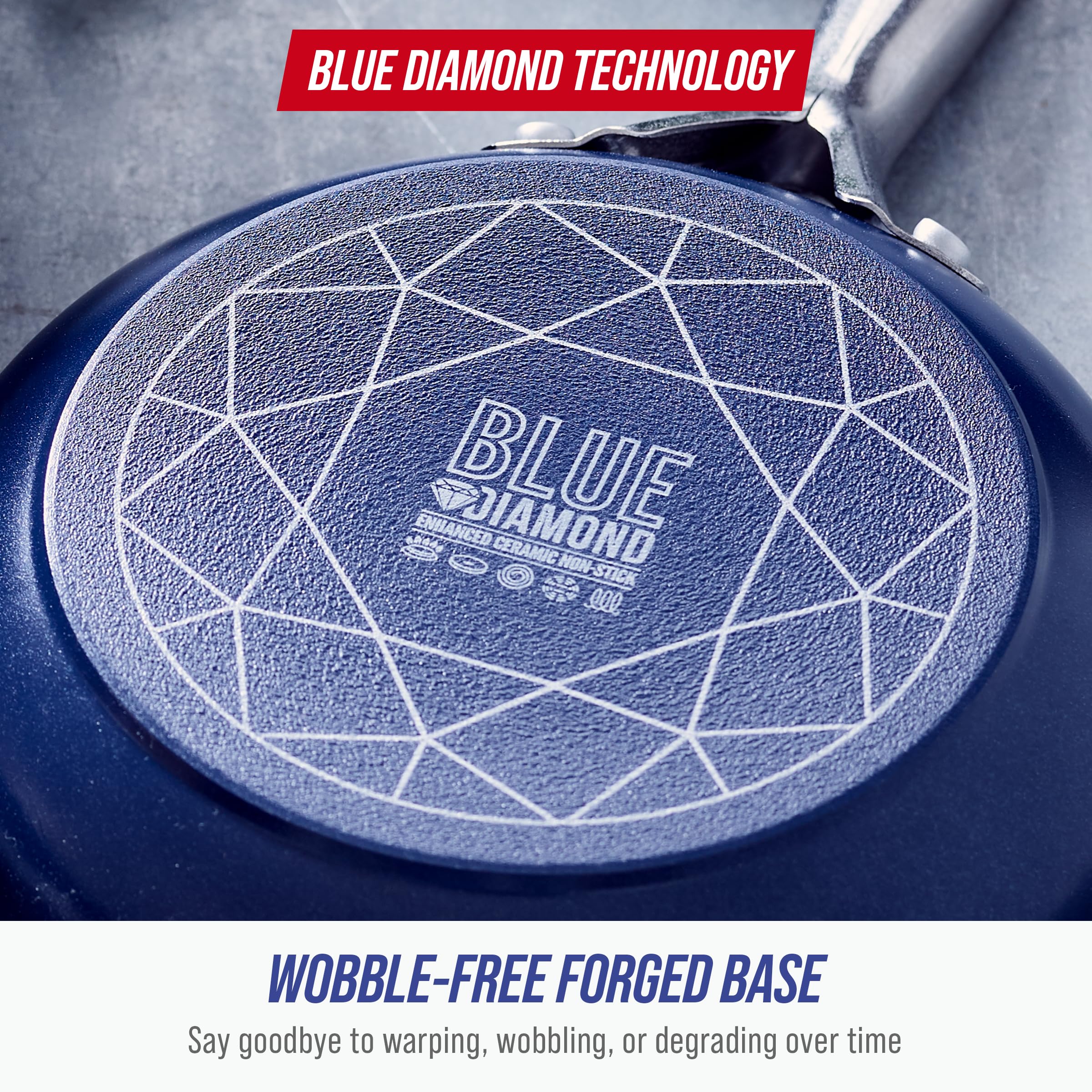 Blue Diamond Cookware Family Feast - Sartén antiadherente de cerámica con infusión de diamante, 14 pulgadas