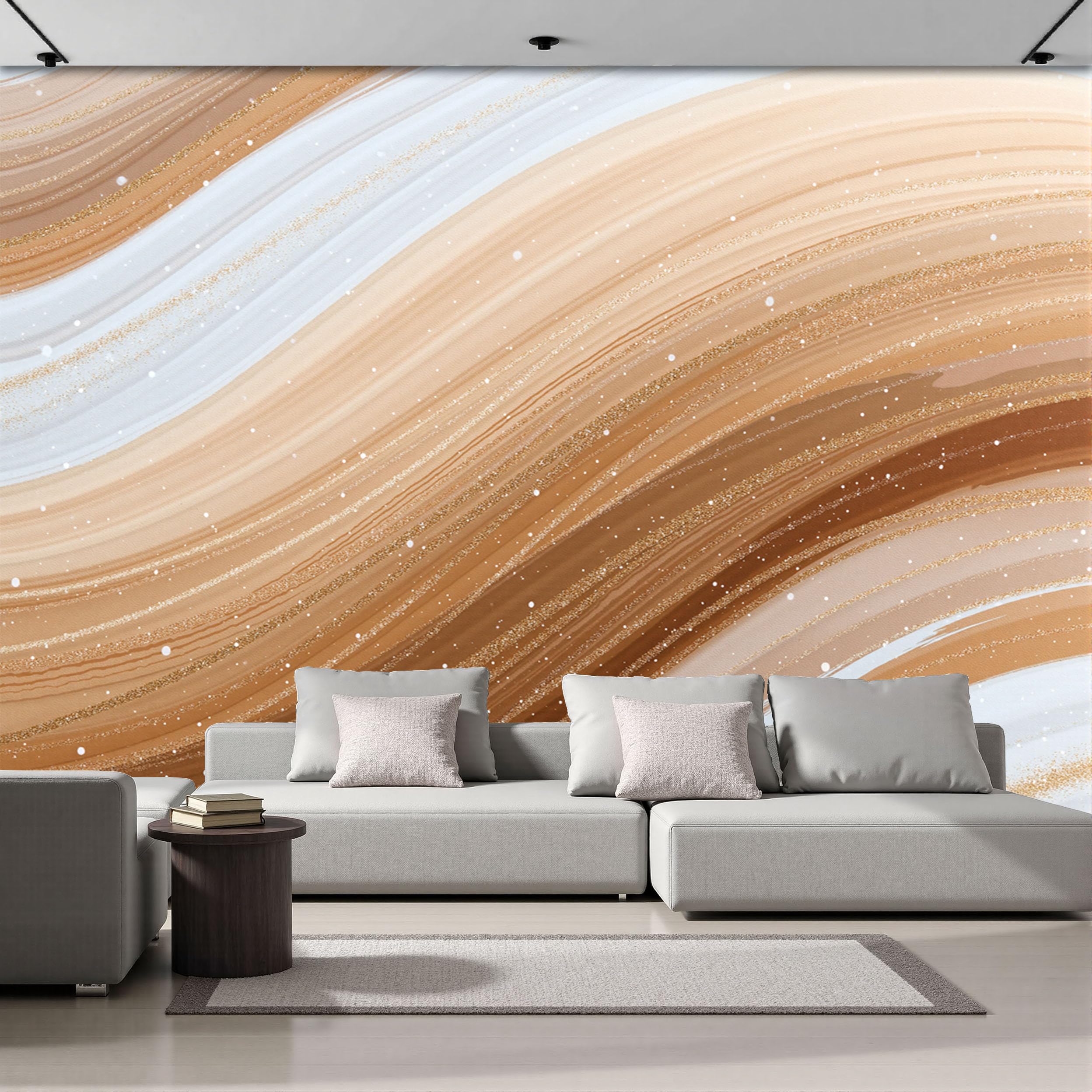 Papier peint panoramique ciel étoilé brun 250x175 cm pour chambre d'enfant intissé