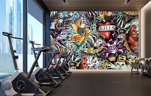 Miniatura 2 de Papel de pared con diseño de graffiti 3D 23543, calcomanía decorativa para pared, papel pintado autoadhesivo AJ US Sinsin (vinilo (sin pegamento y