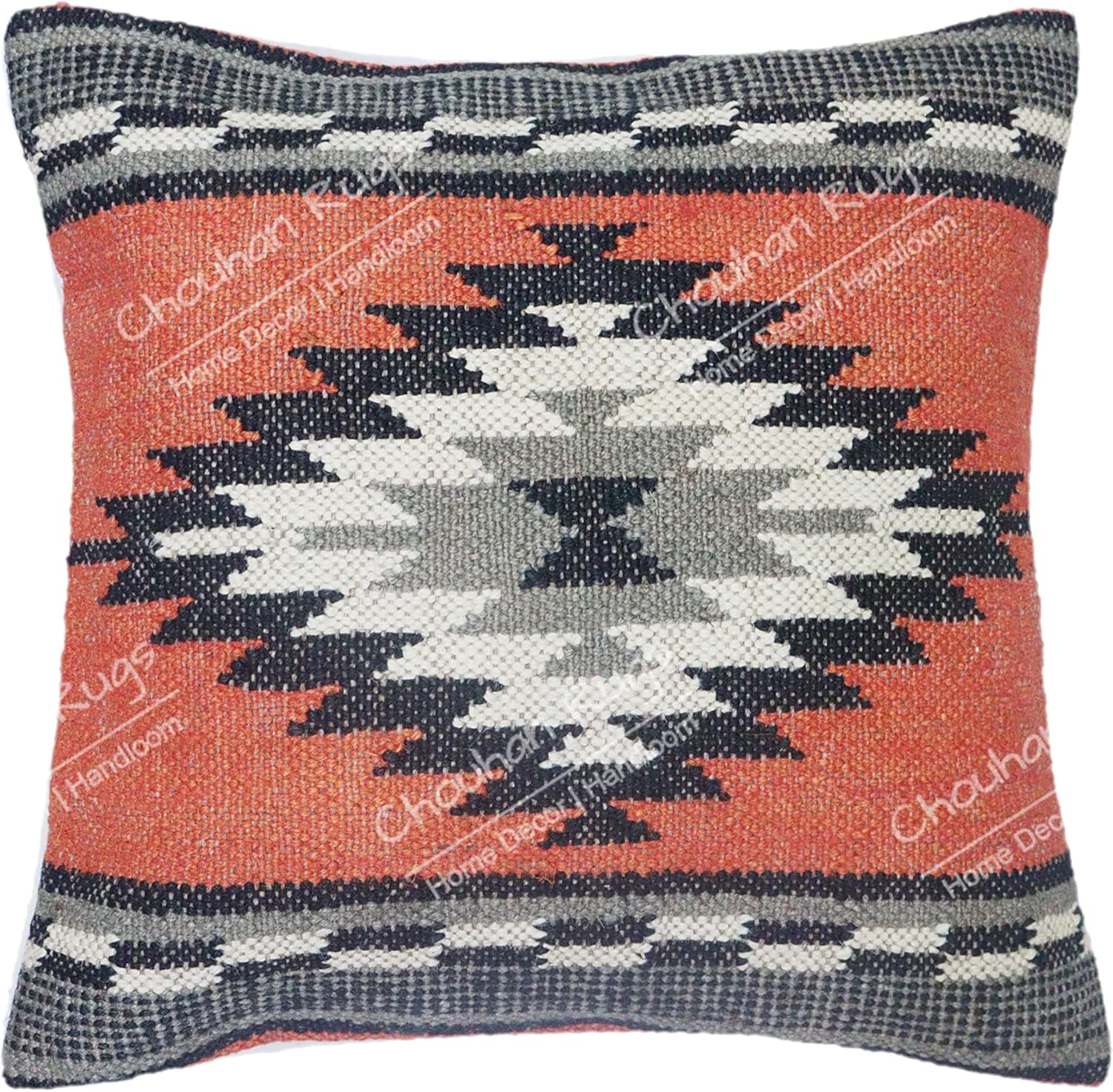 Chouhan Rugs Set of 5 Handmade Jute Pillow Covers,Handwoven cushion covers,18x18 Inch square pillowcases,home decor pillow covers,christmas decor,kilim pillow