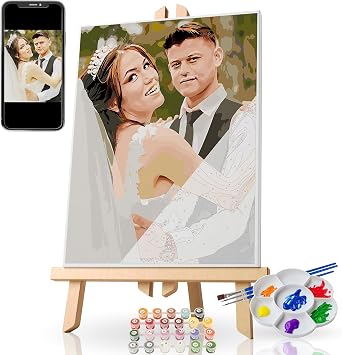 Custom Paint by Number from Photos, DIY Canvas Paint by Numbers for Beginners, Personalized Adults Digital Oil Painting Kits, Wall Decorations, Gifts for Christmas, Fathers Day, Mothers Day