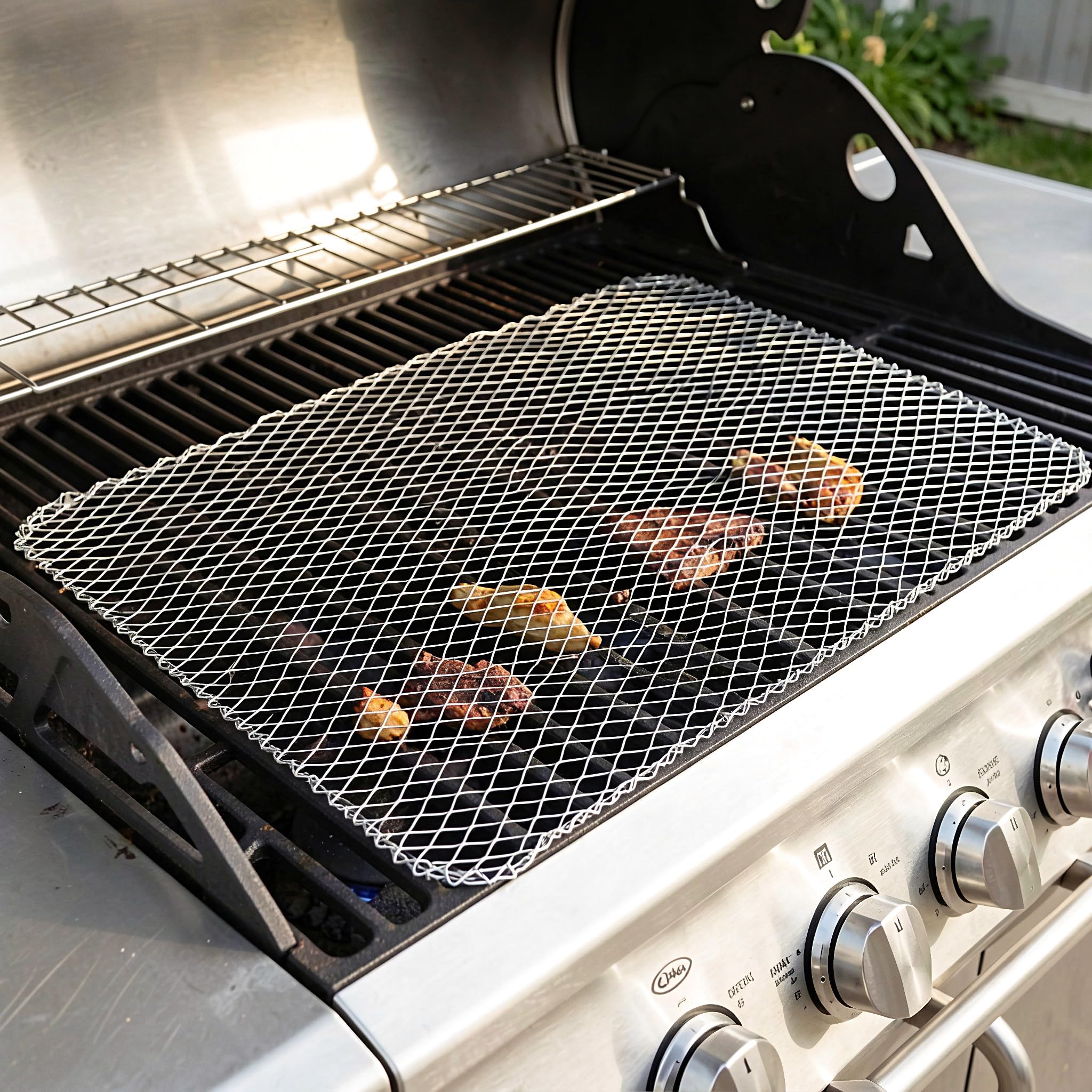 Lurrose 12 szt. mat siatkowych do grilla BBQ, jednorazowa aluminiowa nakład | Ruszt do gotowania z powłoką nieprzywierającą do użytku na zewnątrz, na kempingu, grillu, pikniku, na podwórku, 15,28 x 12 ca