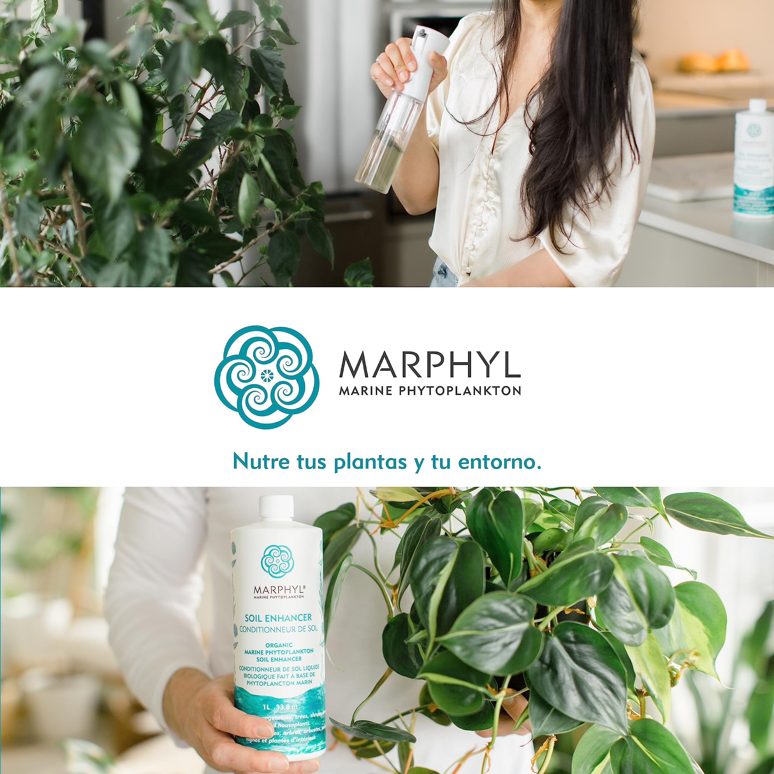 MARPHYL Fertilizante Líquido Orgánico - Fertilizante Plantas Interior y Exterior - Alimento Nutritivo para Plantas - Potenciador del Suelo para Jardín, Flores, Verduras, Suculentas, Bambú, Hidroponía