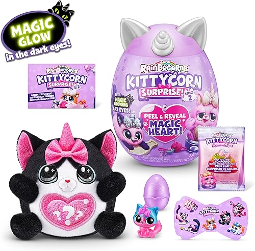 Miniatura 9 de Rainbocorns Kittycorn Surprise Series 2 (gato exótico) por ZURU, animal de peluche coleccionable, huevo sorpresa, paquete de calcomanías, limo, a