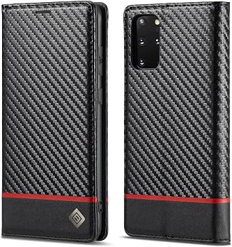 Ultra-Thin Case For Sumsung Galaxy S20 FE,Luxury Carbon Fiber Texture PU Leather+TPU Hybrid Case,Full Protection Shockproof Flip Cover [Fingerprint Prevention][Camera&Screen Protection] Horizontal