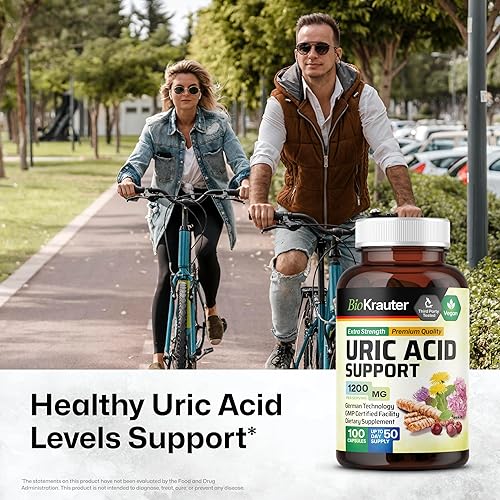 Miniatura 2 de BIO KRAUTER Cápsulas de apoyo de ácido úrico 1200 mg mezcla – 100 unidades – Suplemento renal con extracto de cereza agria 10:1 – Cardo mariano y