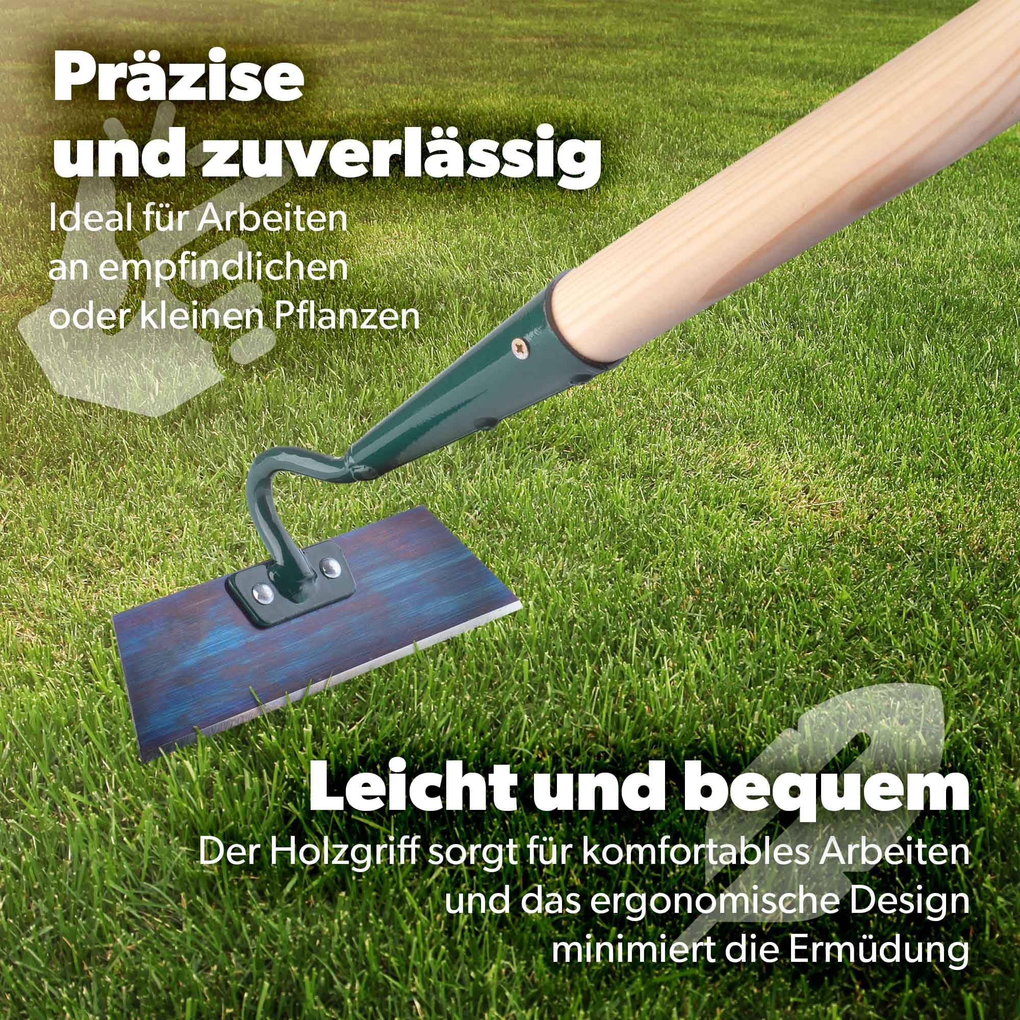 KADAX Hacke, Gartenhacke zum lockern, lüften und jäten des Bodens, für Garten, Blatt aus Metall, Gartenzubehör, Unkrauthacke zum entfernen von Unkraut, Grubber (Arbeitsbreite: 16 cm, mit Holzstiel)