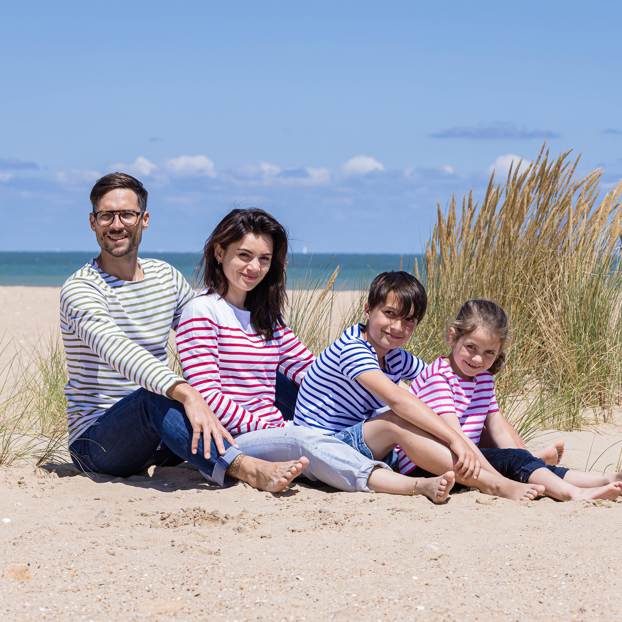 Breizh Ocean - Marinière Coton Bio - de 1 à 14 Ans - Création Française GARLAN Enfant - Tee Shirt Enfant Garcon ou Fille Manches Courtes - Vetement Bebe Garçon et Fille à Rayures