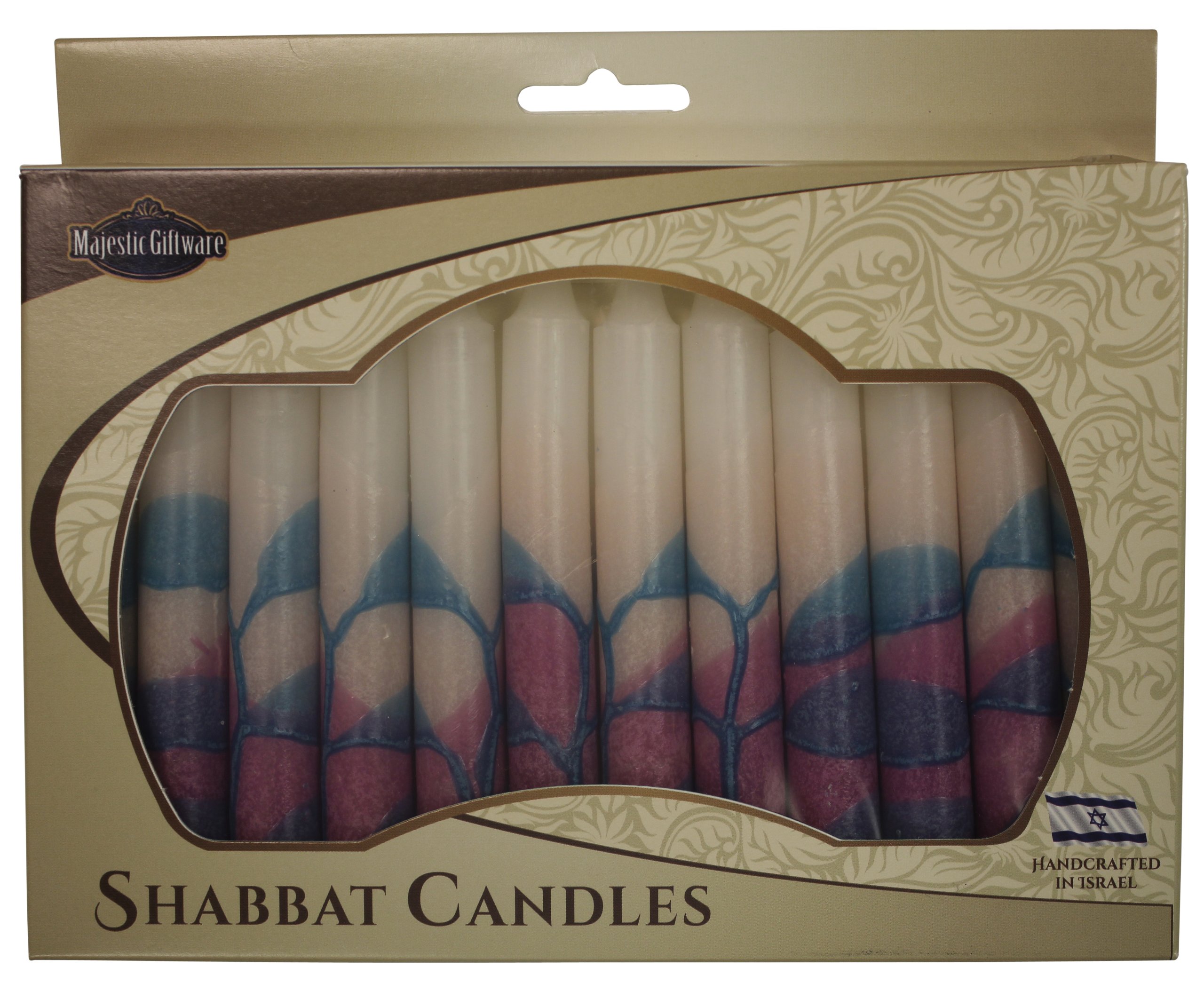 Majestic Giftware/Safed Candles 12-Pack Shabbat Candles - (SC-SHTR-T) | 5 Inch Dripless Handcrafted Traditional Shabbos Candles | Fits Standard Candle Holders (Tree Turquoise)