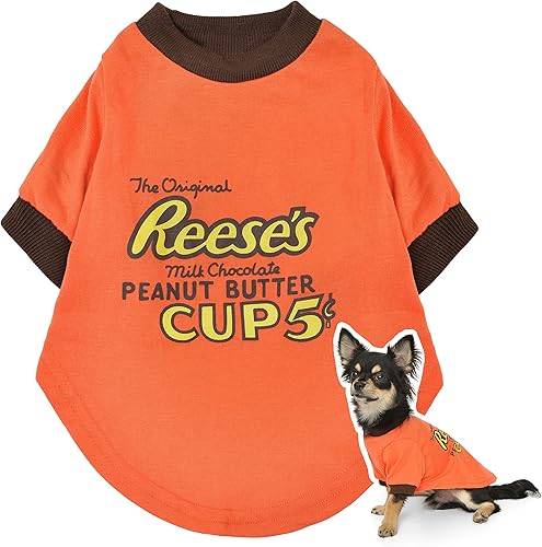 Reese's - Camisas para perros Camisetas ligeras para perros pequeños, medianos y grandes, divertidas camisas temáticas de chocolate para perros con