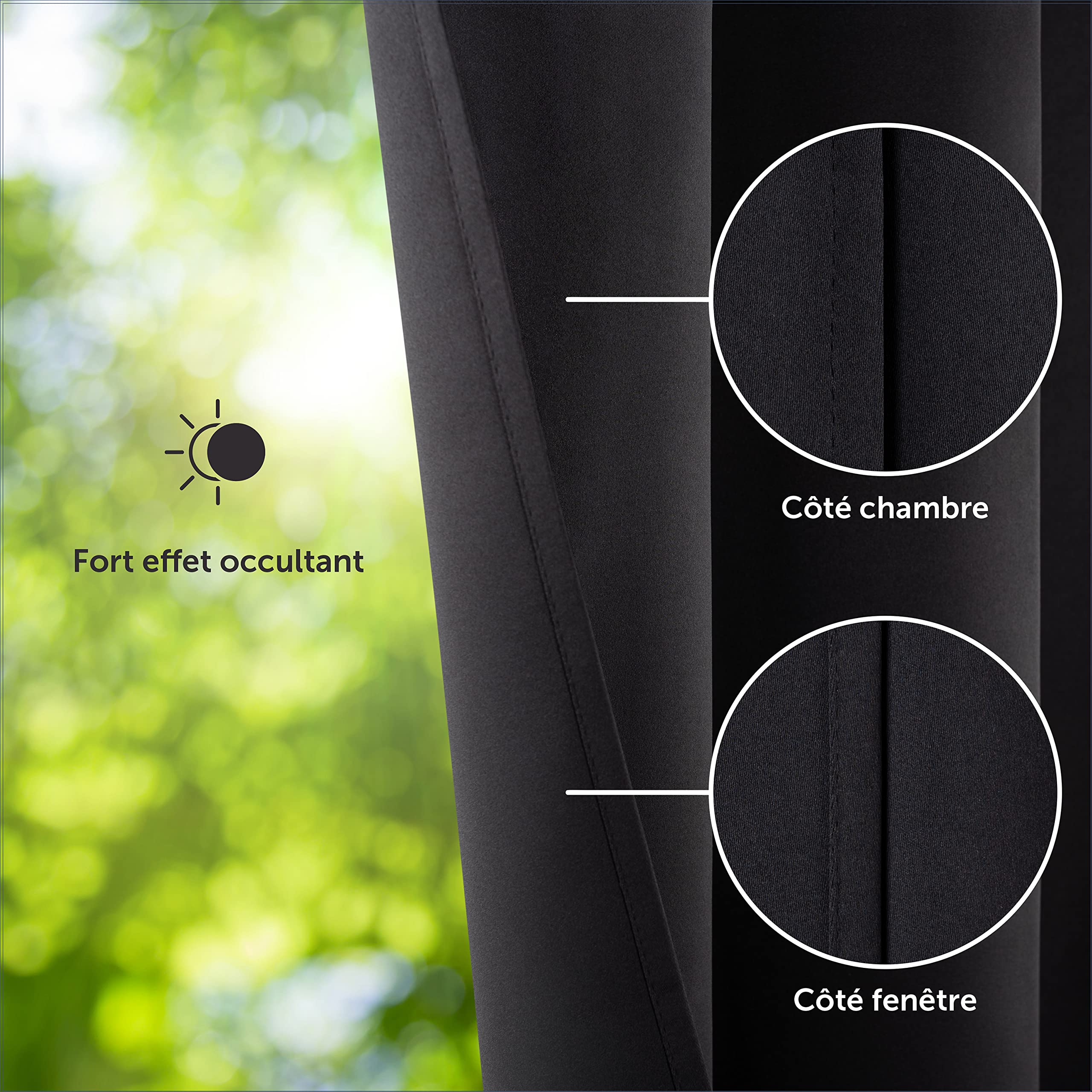 Blumtal - Lot de 2 Rideaux Occultants - Rideau Thermique Isolant Anti Froid - Rideau Occultant avec Œillets - 140 x 245 cm, Noir