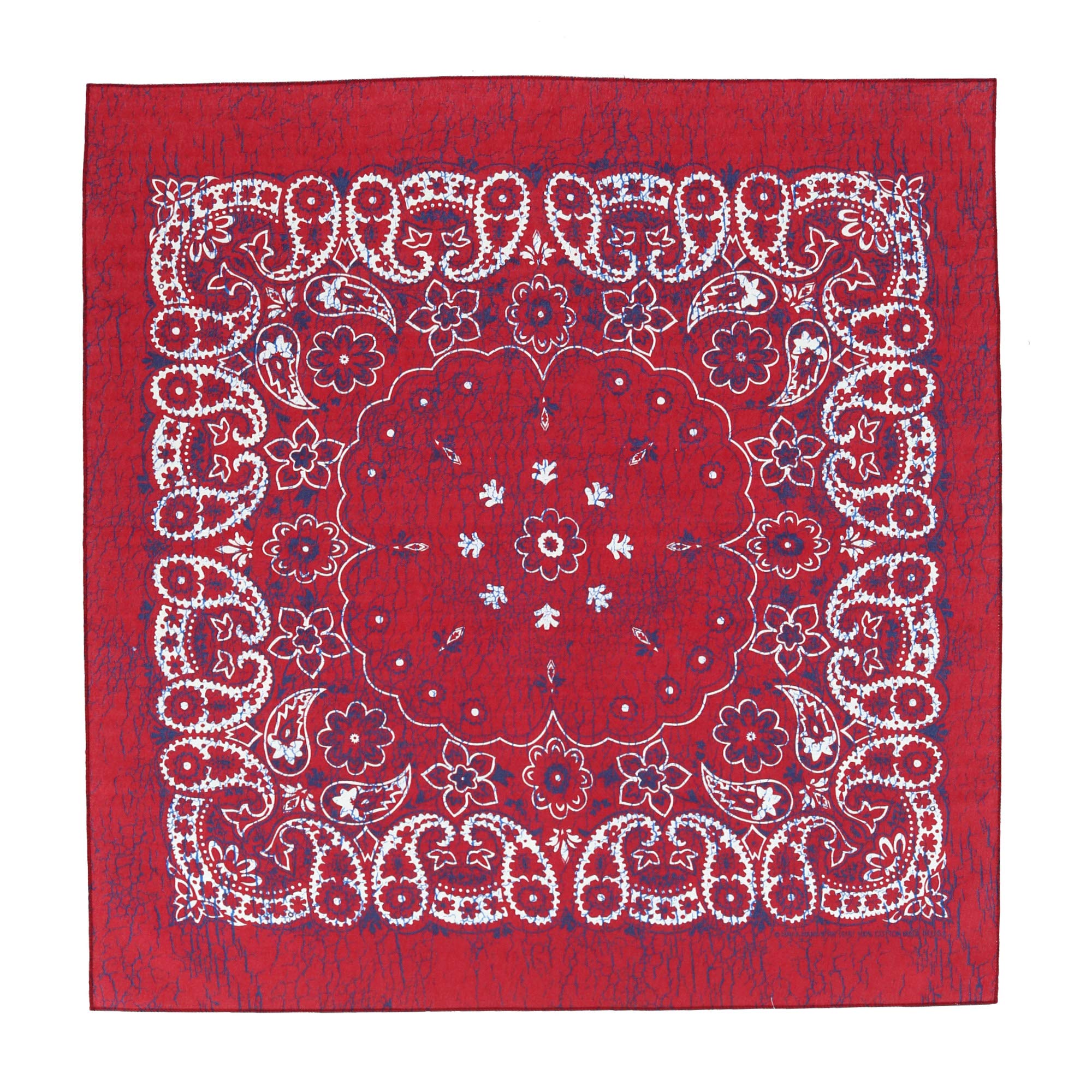 CTM Extra Large 27 Inch Rustic Paisley Print Bandana, Red/Indigo