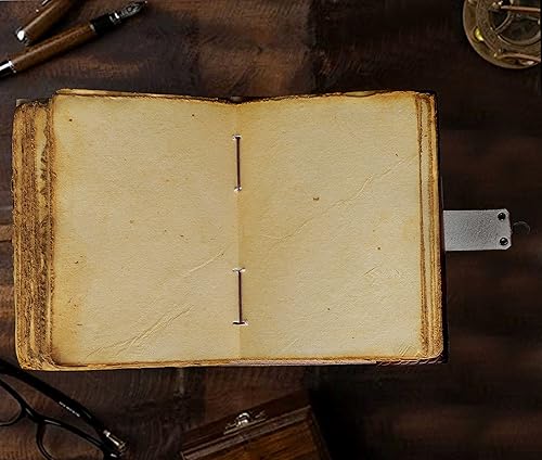 Miniatura 42 de cuero Diario de cuero vintage con relieve de lapiz azul de 3 lunas para hombres y mujeres, 140 páginas, papel vintage antiguo hecho a mano, diario