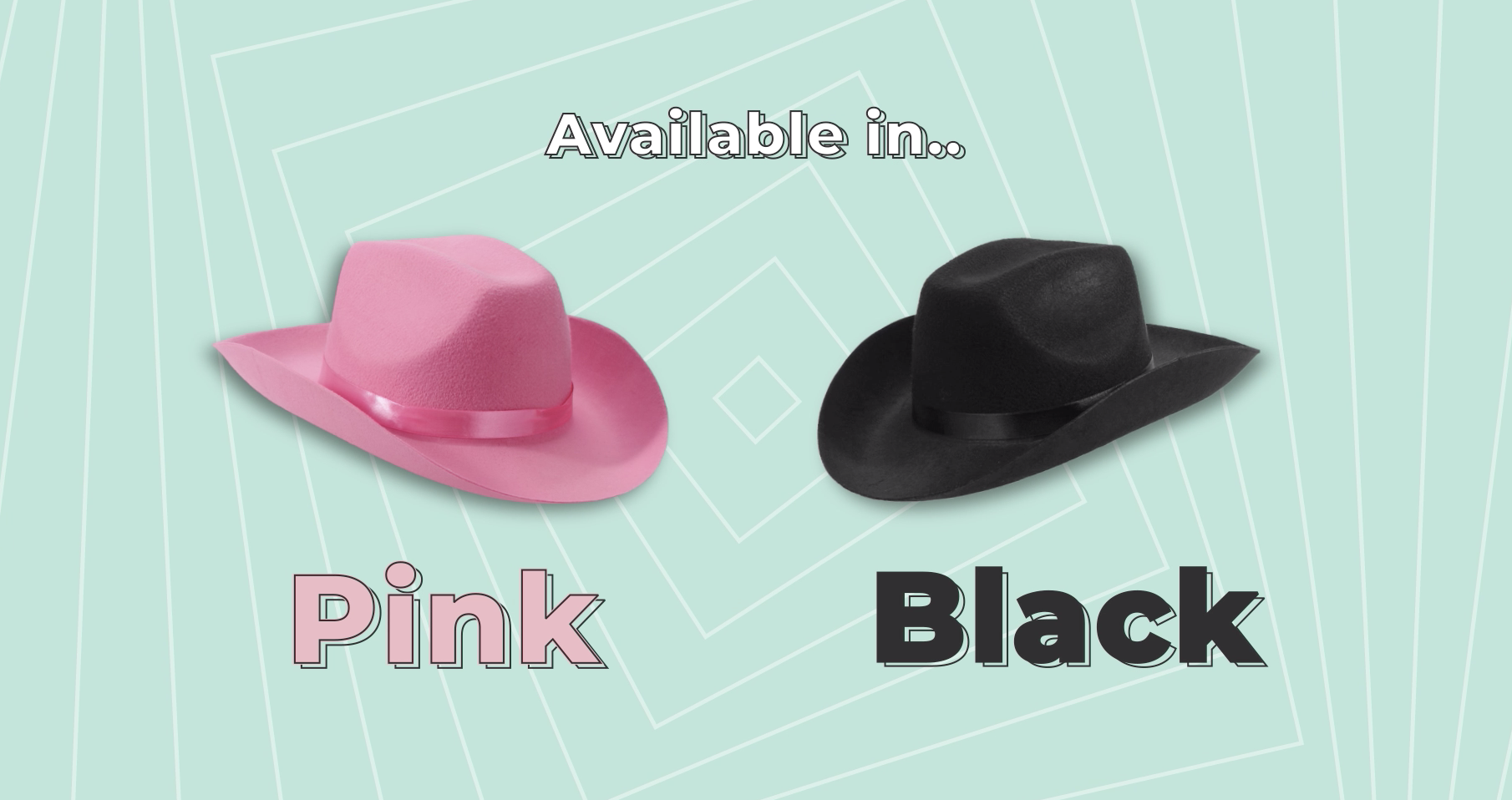 1948 Cowgirl Hats- 7 Pack Includes 1 Bride White Cowboy Hat And 6 Pink White Doll Cowboy Hat With Pink Ribbon Rhinestone Star  main image 2