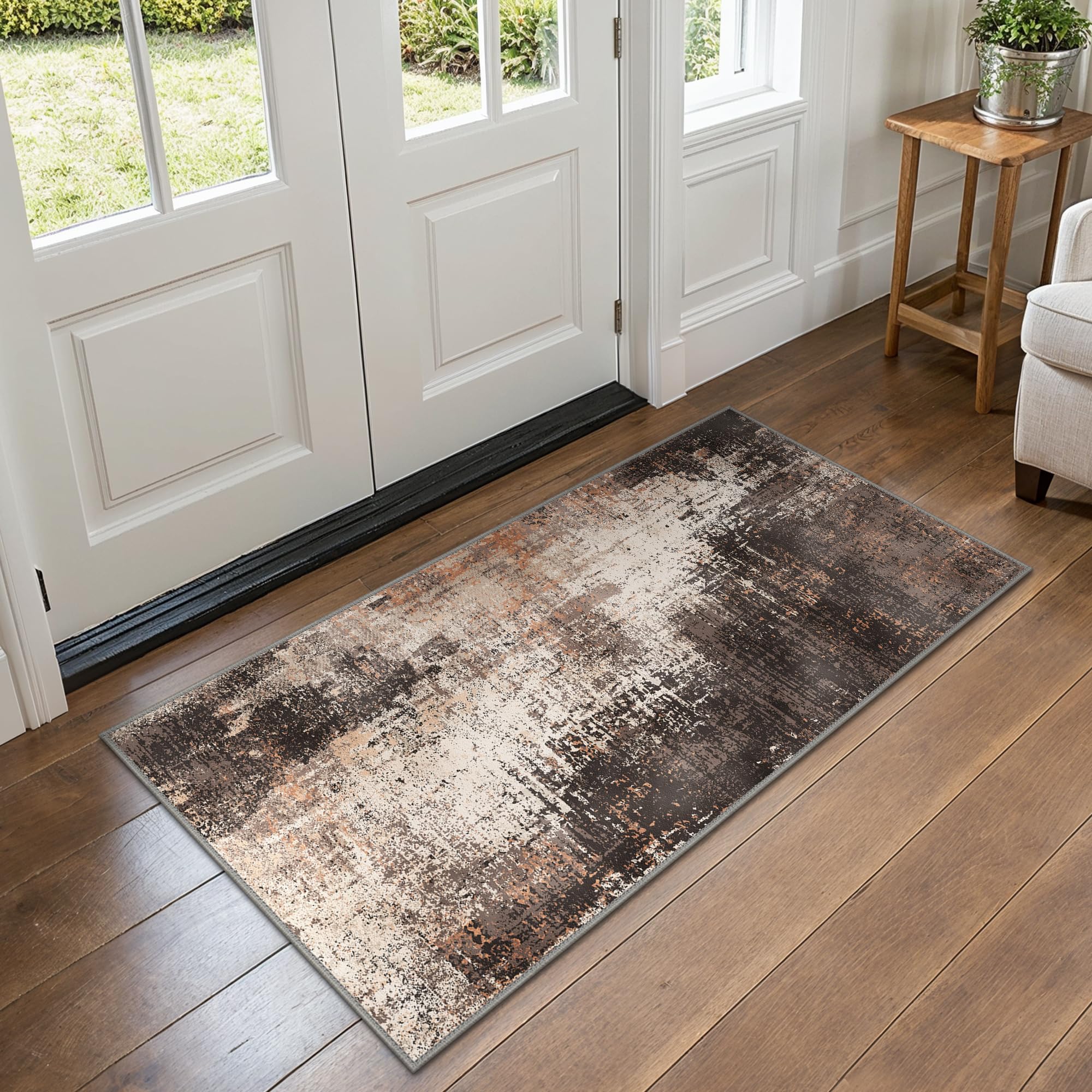 BEIMO Alfombra Salon Pelo Corto, Antideslizante Alfombra Lavables, Alfombra Pasillo Larga, Alfombra Entrada Casa, Alfombras Modernas para Cocina, Salón Comedor, Habitacion, Marrón, 60x120cm OEKO-TEX STANDARD 100