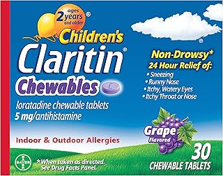 Children's Claritin Chewables 24 HR Children Allergy Medicine, Grape, 30 Count