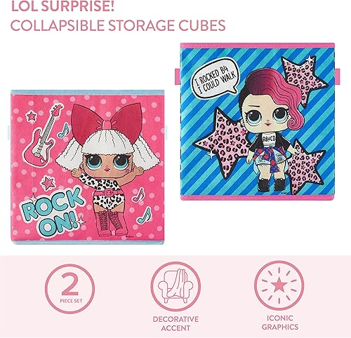 Miniatura 86 de Idea Nuova Disney Minnie Mouse - Juego de dos espaciosos cubos de almacenamiento plegables, 10 x 10 pulgadas, Minnie Mouse / rosa Tiburón bebé,Baby