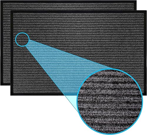 LuxUrux Tapete de goma duradero, tapete de puerta resistente, para interiores y exteriores, fácil de limpiar, impermeable, tapetes de bajo perfil