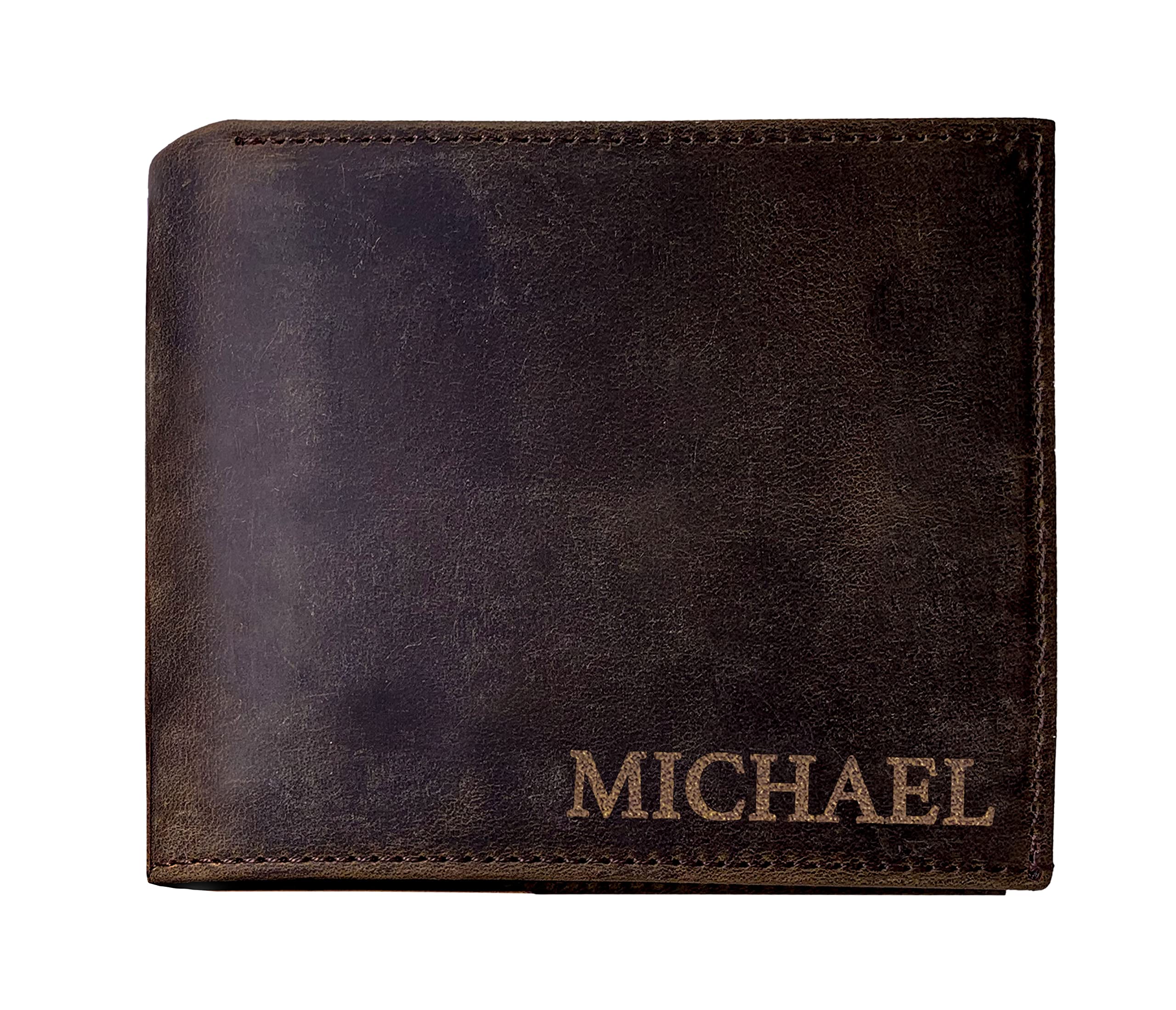 Custom Leather Wallet for Men, Personalized Name Wallets, Customazible Christmas Gift for Husband, Dad, Boyfriend, Him, Man Gifts for Anniversary, Birthday, Wedding, Fathers Day