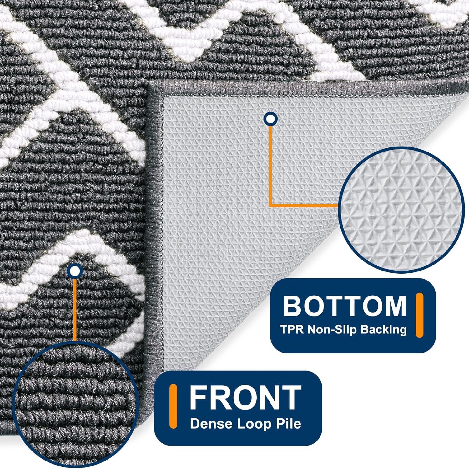 OLANLY Front Door Mat, Non-Slip Rubber Backing, Dirt Resistant and Absorbent, Washable, Easy to Clean Low-Profile Indoor Doormat for Back Door, Entryway, Inside Entrance, 36x24, Charcoal