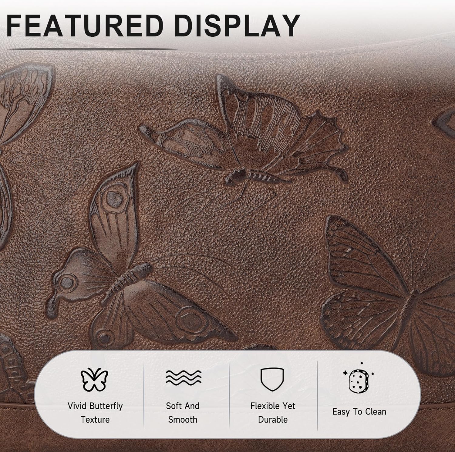 KITEVIUN Crossbody Bags for Women Trendy, Vegan Leather Medium Butterfly Hobo Purse, Women's Shoulder Handbags