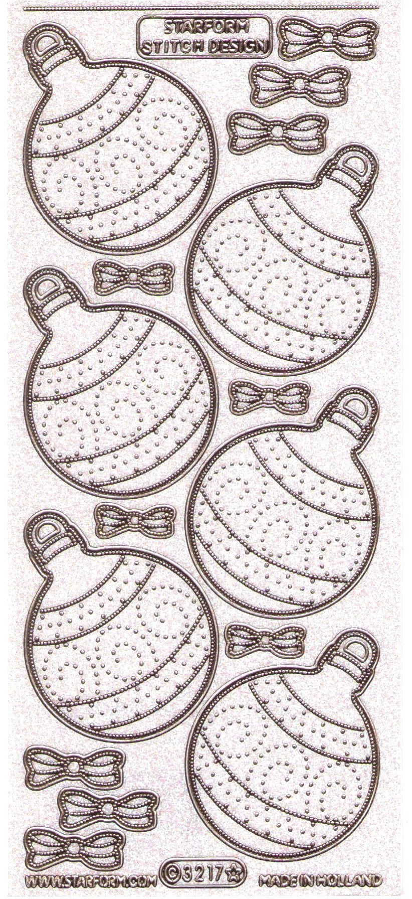 Starform Transparent Glitter Sticker Design 3217 - Christmas baubles in gold