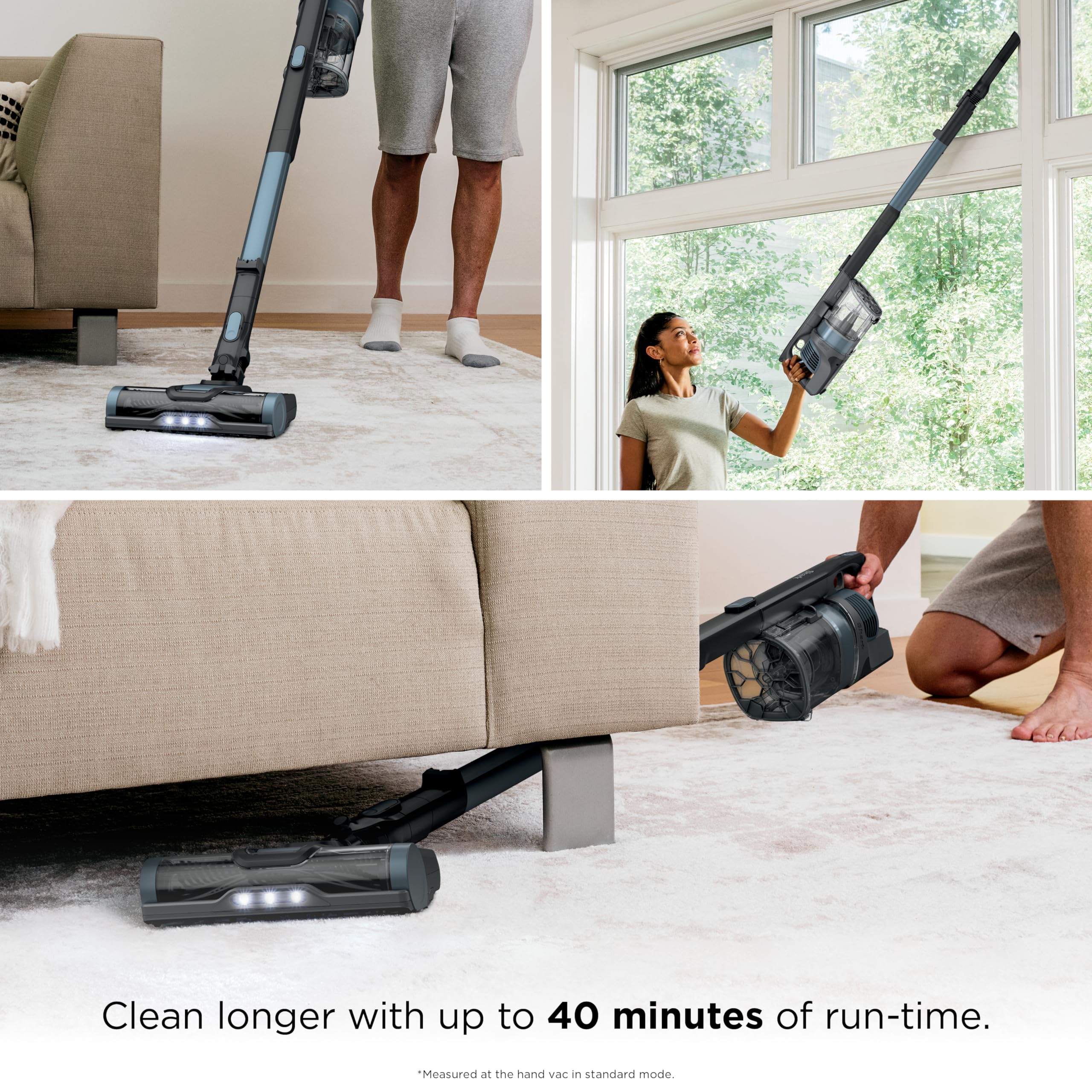 Shark | Pet Cordless Vacuum Cleaner | LED Headlights | Removable Handheld Vacuum for Pet Hair | Crevice Tool & Pet Multi-Tool Included | 40min Runtime | For Carpet & Hard Floors | Grey | IX141: Stick