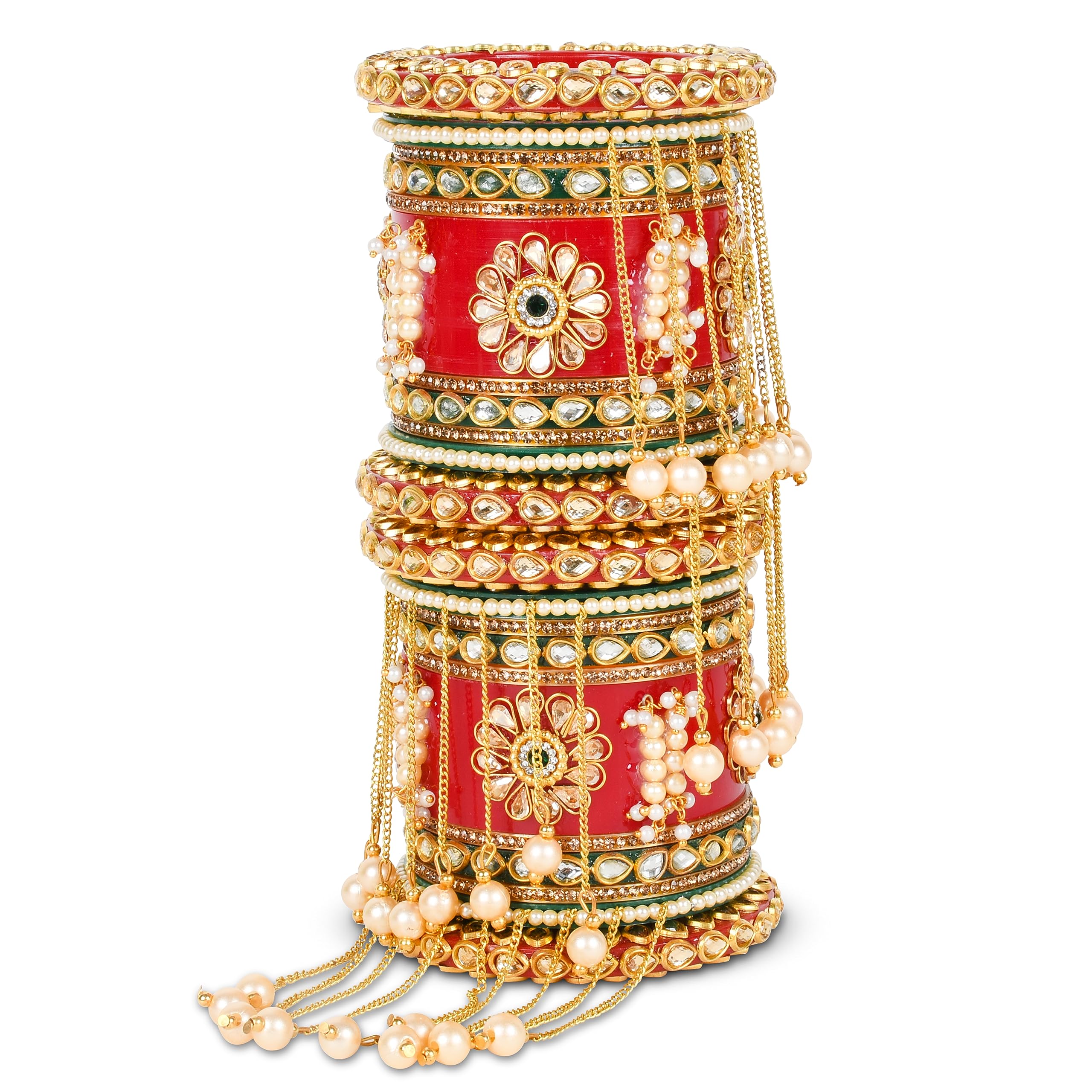 See full amazon price history chart for BRIDAL GARNISH Red Plastic Round Latkan Chuda with Pearl 9 Latkan Bangles Gold-plated Rajwadi Style Bridal Bangles Set For Girls And Women Elegant Plastic Base Jewelry (Style 2, 2.6) BRIDAL GARNISH Red Plastic Round Latkan Chuda with Pearl 9 Latkan Bangles Gold-plated Rajwadi Style Bridal Bangles Set For Girls And Women Elegant Plastic Base Jewelry (Style 2, 2.6) (B0CFR3R2WQ) Amazon Price History, Amazon Price Tracker