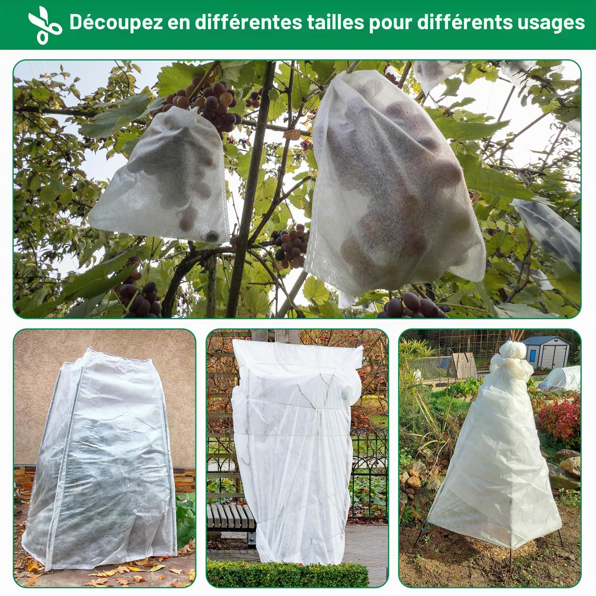 Housses Toison Non-tissée de Protection 30g/m² 3m*10m | Voile d'Hivernage pour Plantes, Résistant Protection Hivernale pour Protège Les Plantes, Fleurs et Légumes, Blanc