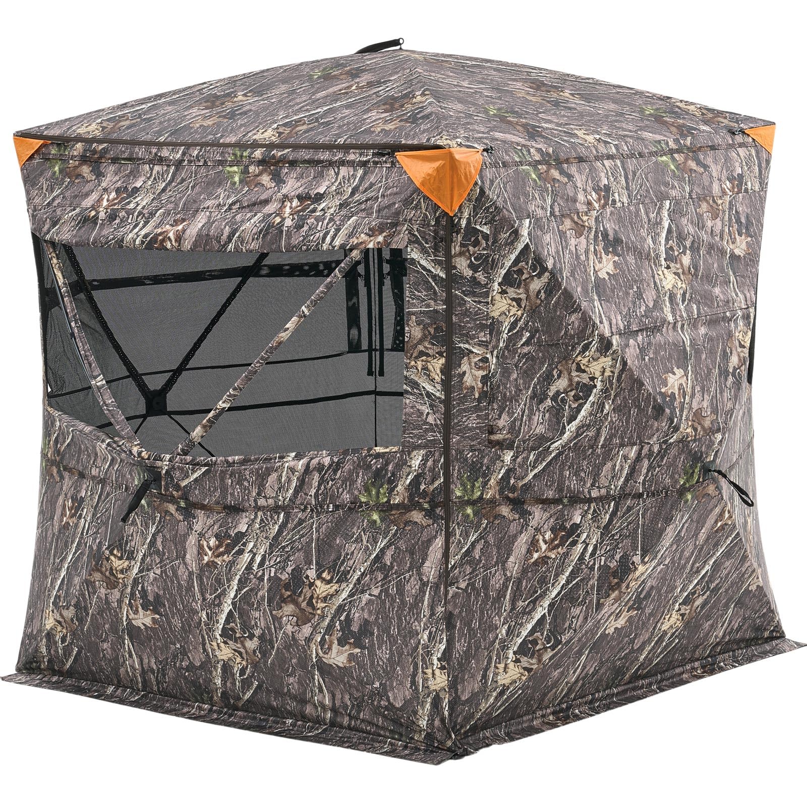 VEVOR Caccia, Tenda Termica per 2 a 3 Persone con Sedia a Tre Gambe Borsa per Il Trasporto, Mimetica Portatile, Riparo Nascosto Resistente con Porta e Finestra con Cerniera Unisex Adulto