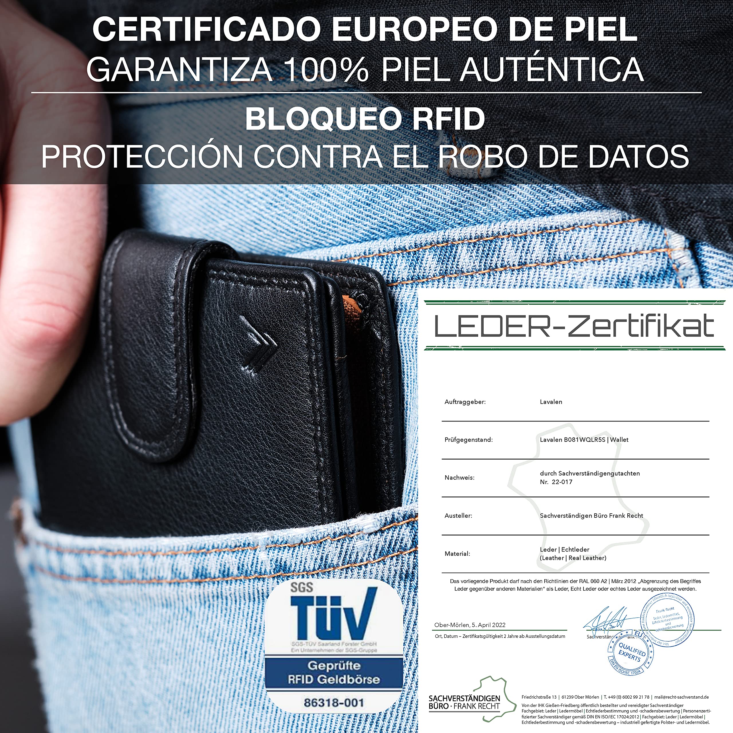 Carteras para Hombre RFID Piel Auténtica - Cartera Hombre con Monedero Gran Capacidad Hecho a Mano - Billeteras para Hombre - Cartera Piel Hombre Joven - Regalos Originales.…