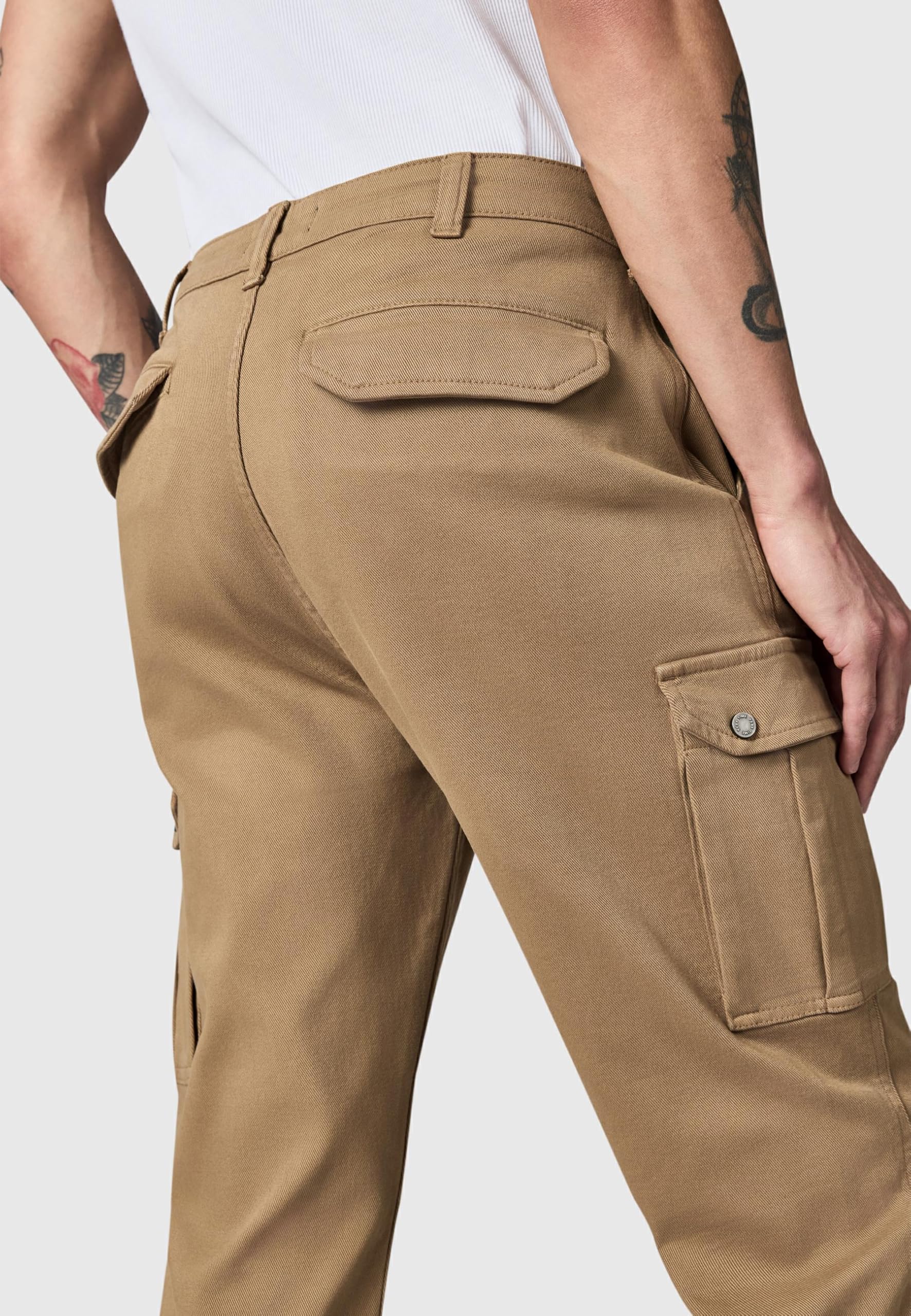 Peak Time Herren elastische Lange Cargo Pants Casual Streetwear Hose aus Bio-Baumwolle (GOTS Zertifiziert) mit Straight Fit und elastischem Beinabschluss Siwas
