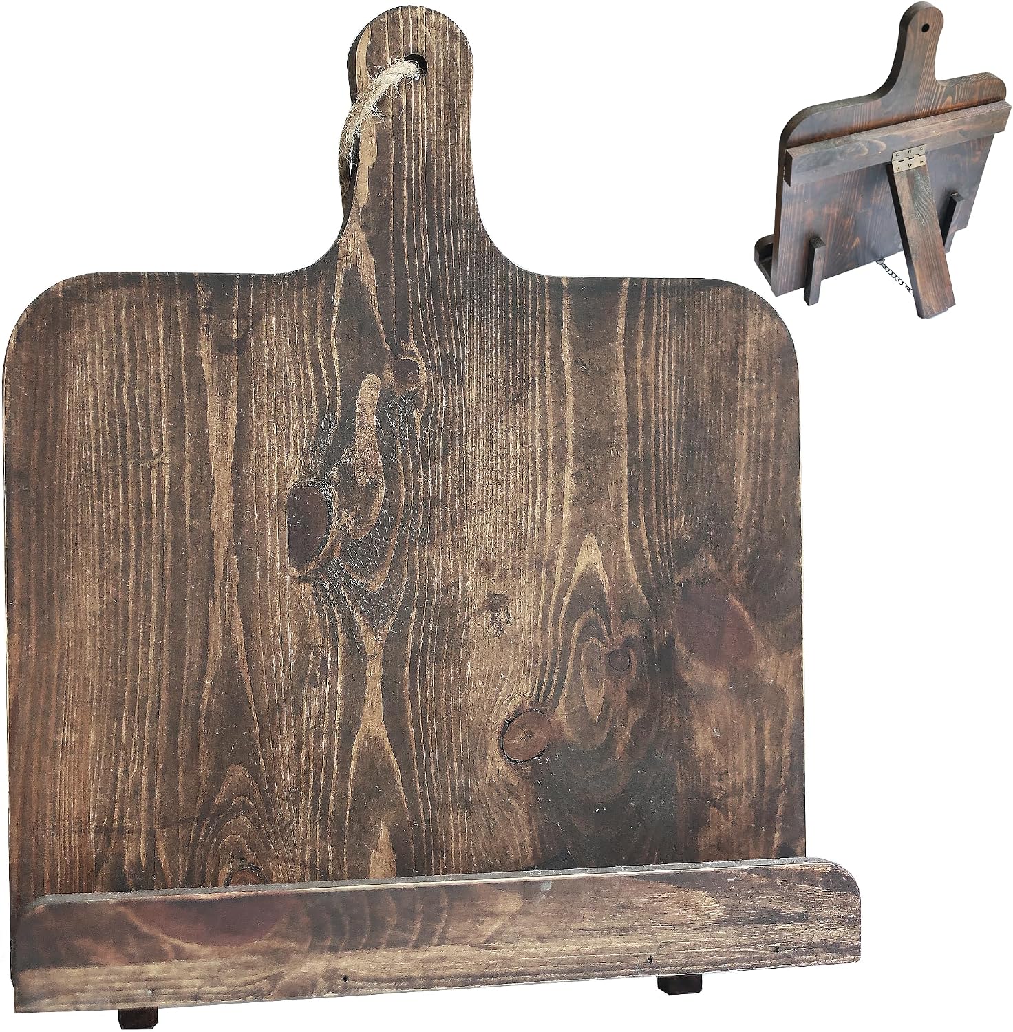 Designer Solid Wood Cookbook Stand, 16in, Fits iPad & Books, Decor