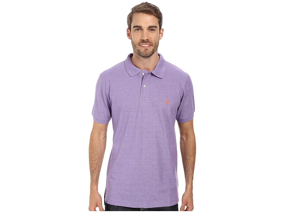 

U.S. POLO ASSN. Solid Cotton Pique Polo with Small Pony (Tie Purple Heather/Flame Orange) Men's Short Sleeve Knit