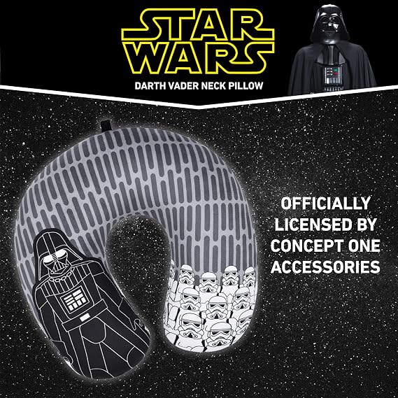 FUL Star Wars Darth Vader and Storm Trooper Travel Neck Pillow for Airplane, Car and Office Comfortable and Breathable, Grey