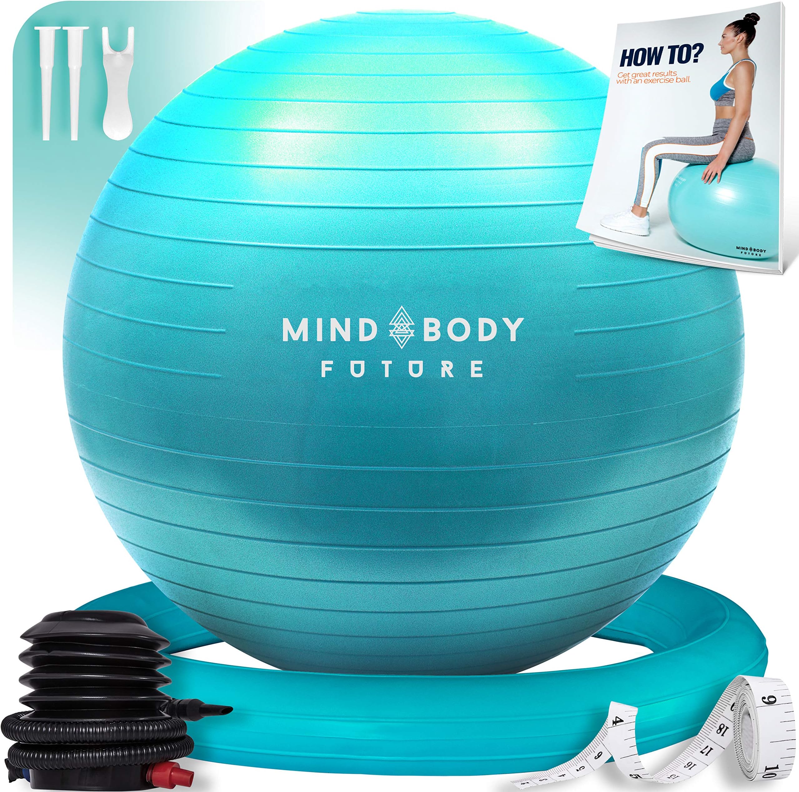 Exercise Ball 65cm - Yoga Ball for Pregnancy, Balance, Pilates or Birthing Therapy. Use at Office, Gym or Home. Anti-Burst and Anti-Slip Premium Grade
