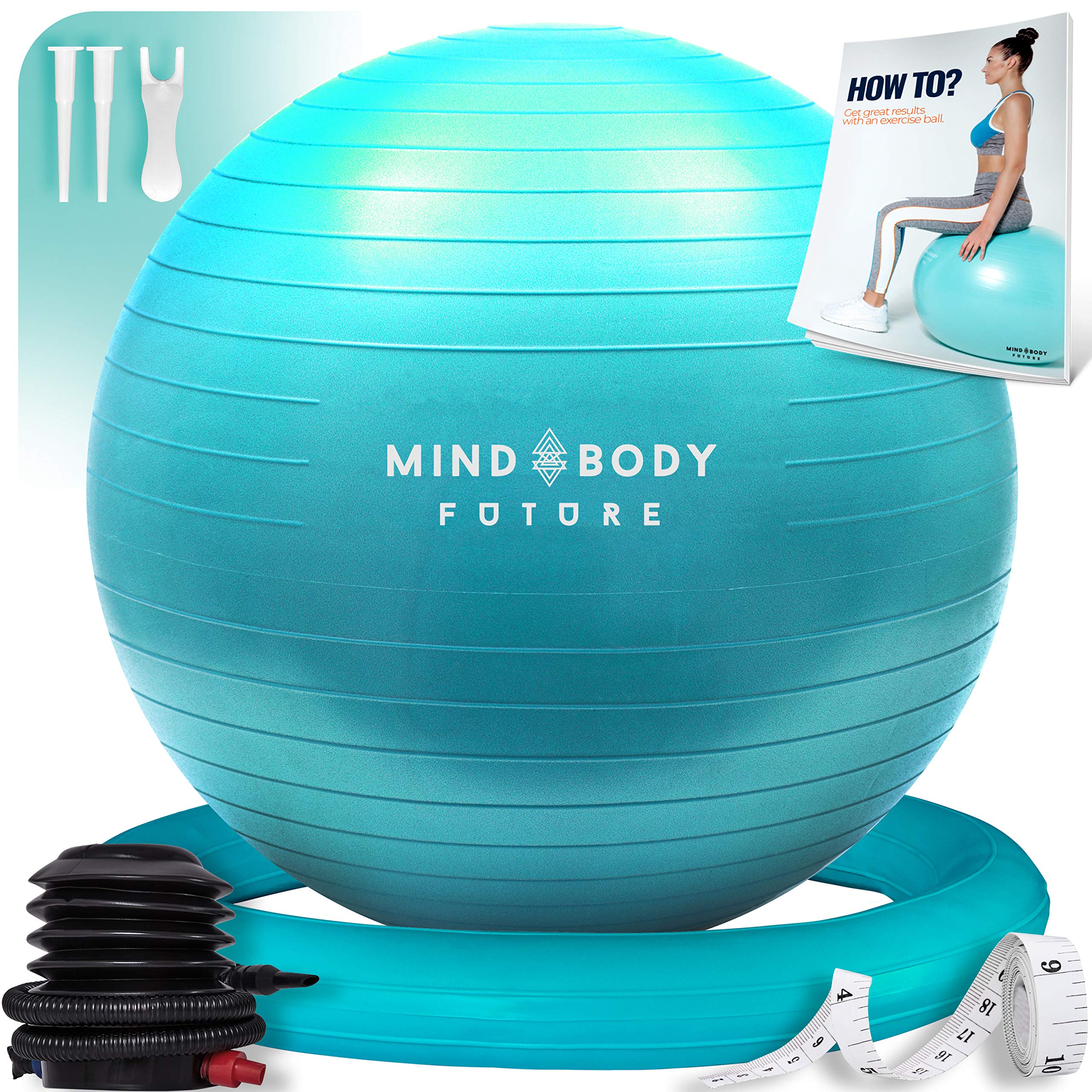 Exercise Ball Chair (55cm, 65cm & 75cm) - Yoga Ball & Stability Ring. For Pregnancy, Balance, Pilates or Birthing Therapy. Use at Office, Gym or Home. Anti-Burst and Anti-Slip Premium Grade