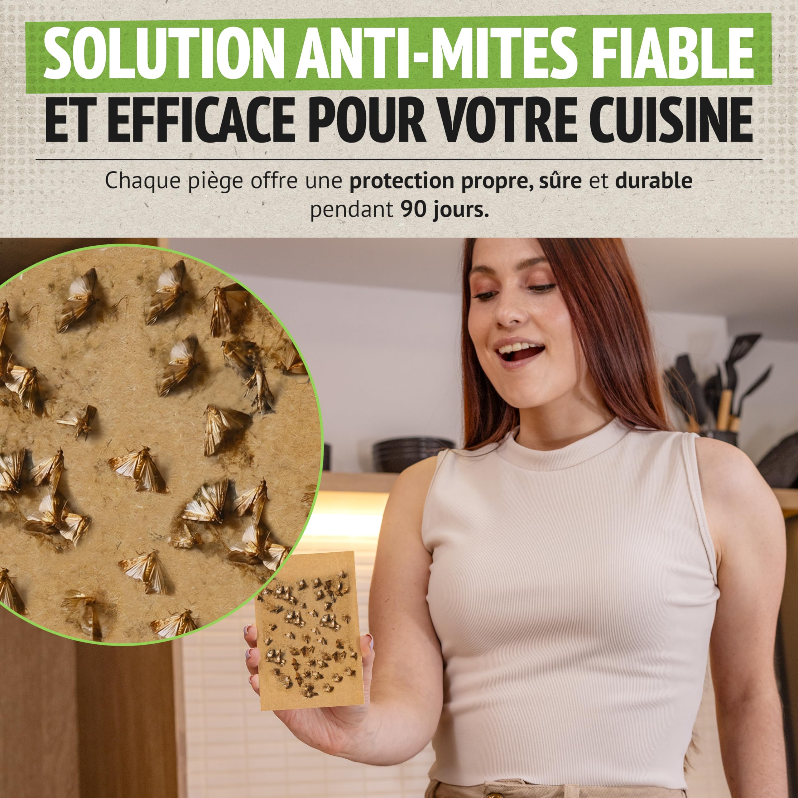 Super Ninja Anti Mites Alimentaires Pack de 4 Pièges avec Phéromone Attractif Cuisine Placards Protection 3 Mois