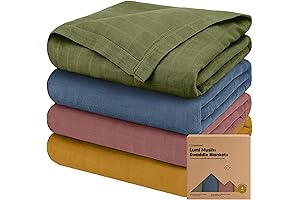 Comfy Cubs 4-Pack Organic Muslin Swaddle Blankets for Babies