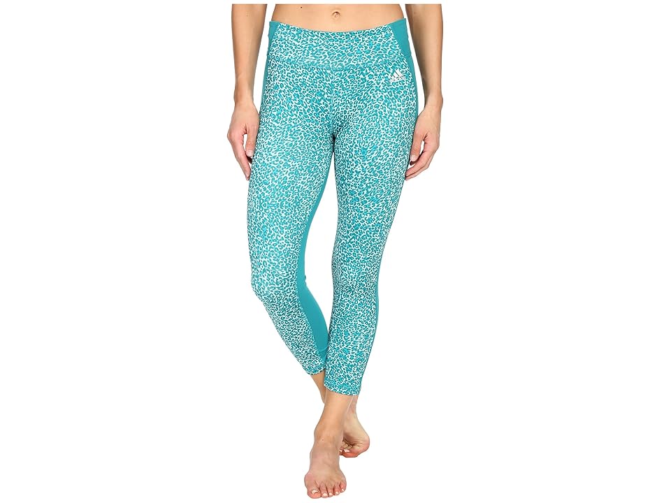 

adidas Clima Studio Mid Rise 3/4 Animal Print Tights (Shock Green/Print/EQT Green/Matte Silver) Women's Workout