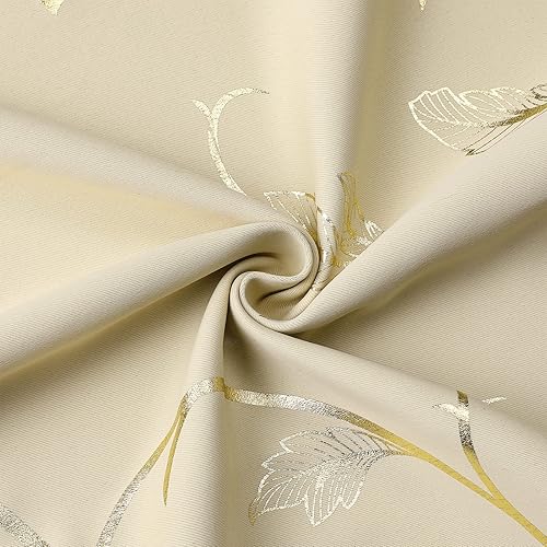 Miniatura 6 de BUHUA Cortinas opacas con estampado de hojas doradas, cortinas con ojales de vid de flores, cortinas para oscurecer la habitación, cortinas con