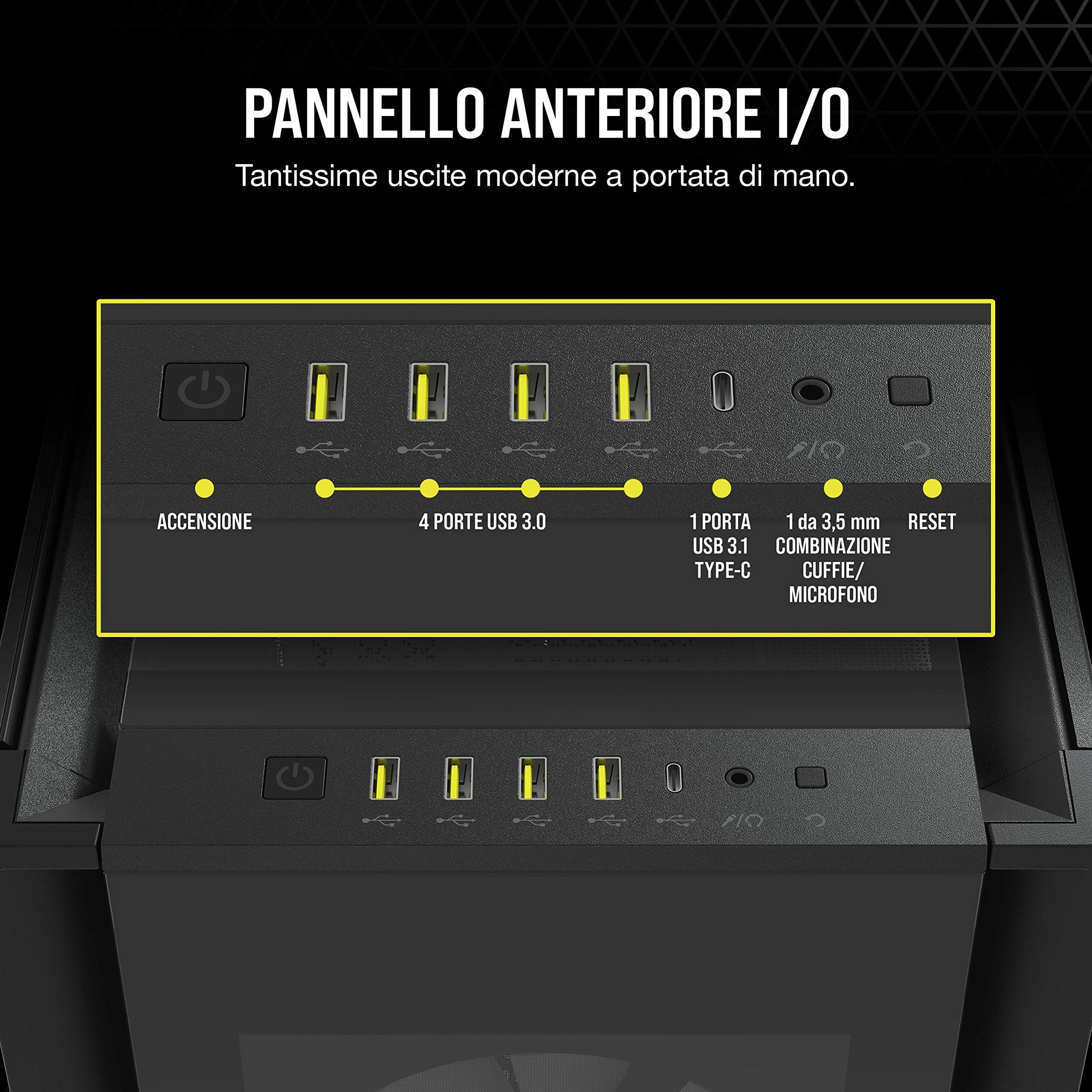 Corsair iCUE 7000X RGB Case per PC Intelligente ATX Full-Tower, Tre Pannelli in Vetro Temperato, Quattro Ventole RGB da 140 mm Incluse, Generoso Spazio Interno, Nero