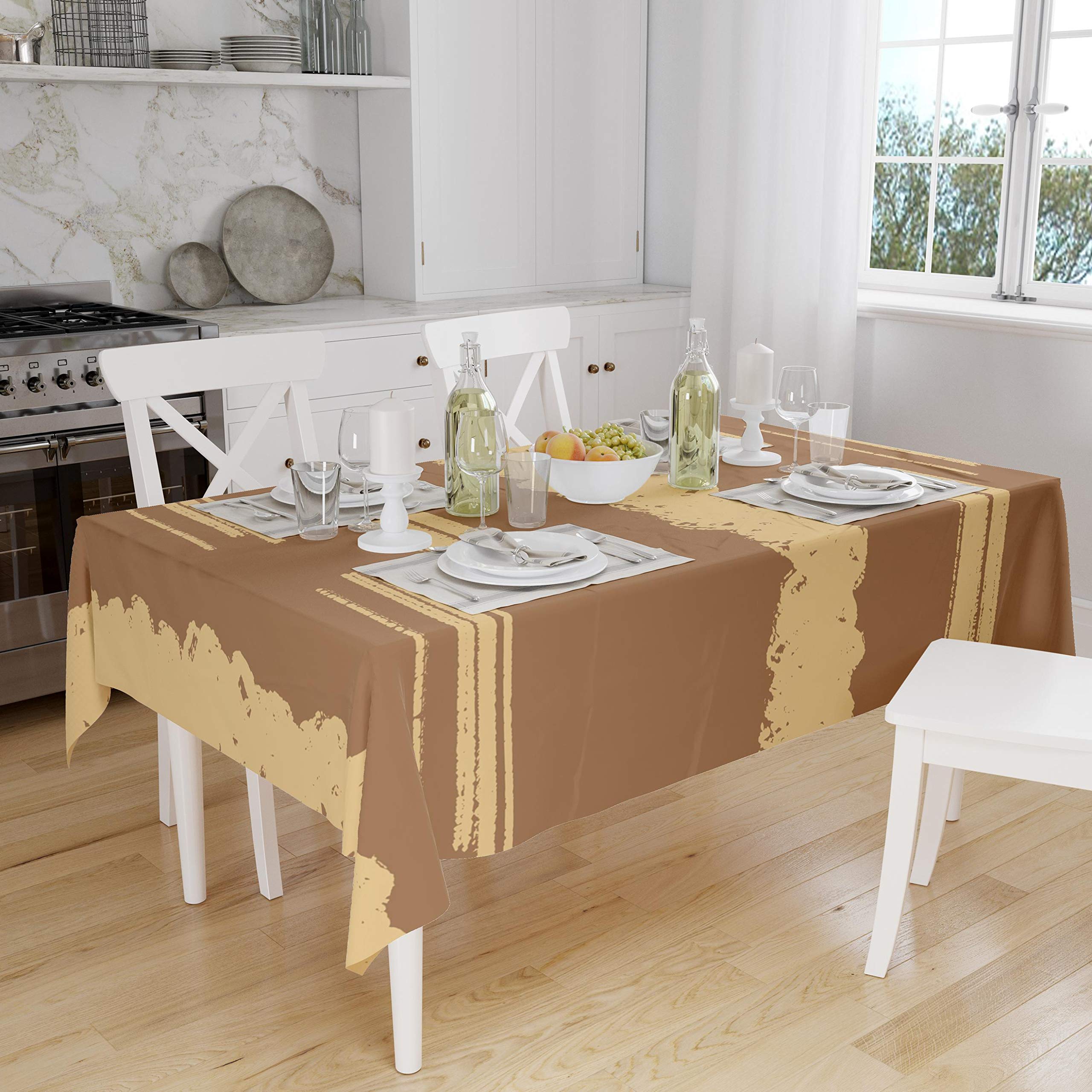 Bonamaison Kitchen Decoration, Tablecloth, Brown Tones, 140 x 160 Cm - Designed and Manufactured in Turkey