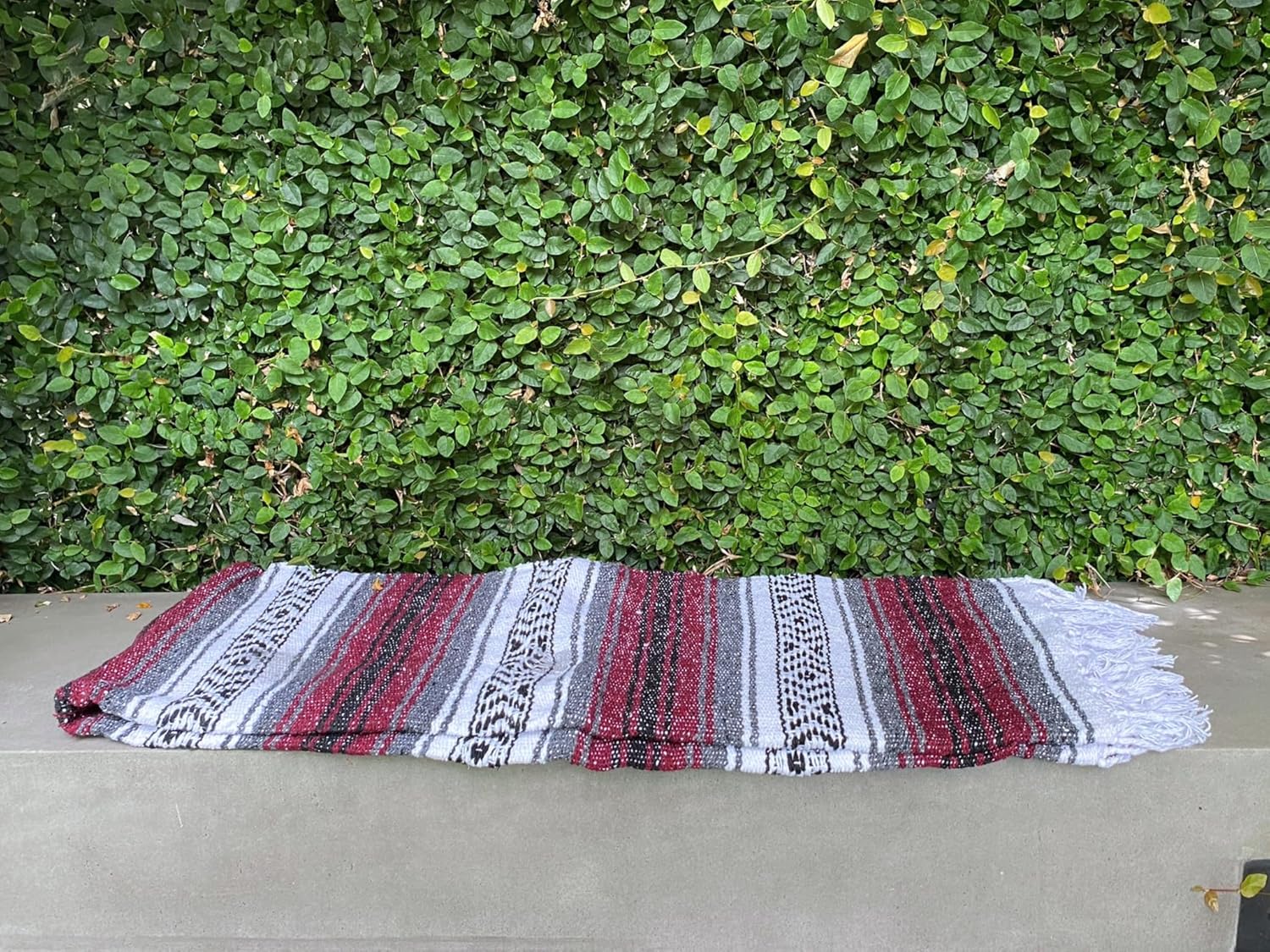 Del Mex Classic Mexican Blanket, Large Authentic Woven Falsa Throw (70"x50"), Artisan Southwest Décor for Beach, Yoga, Outdoors (Burgundy) - Image 3