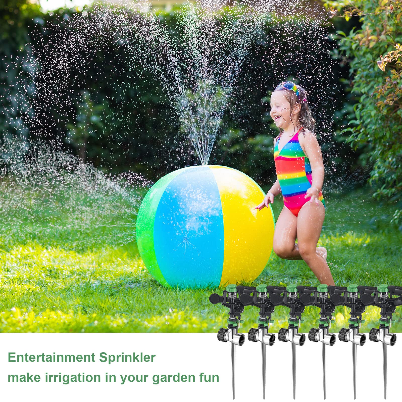 Pulsating Sprinklers with Metal Spike, Adjustable Rotating Impact