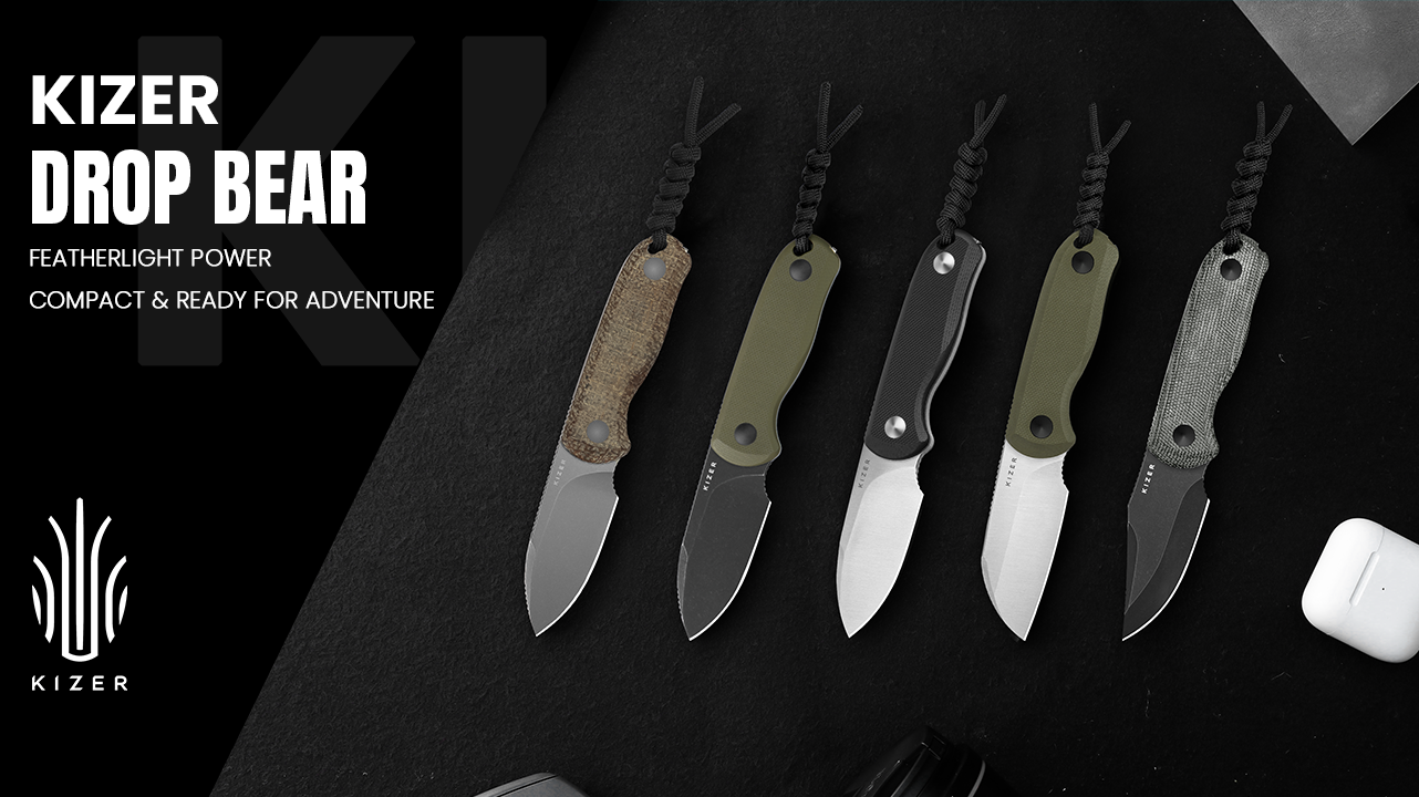 IcyBear★ Kizer Cutlery 1092A1 Azo Drop Bear Fixed Blade Knife 2.6