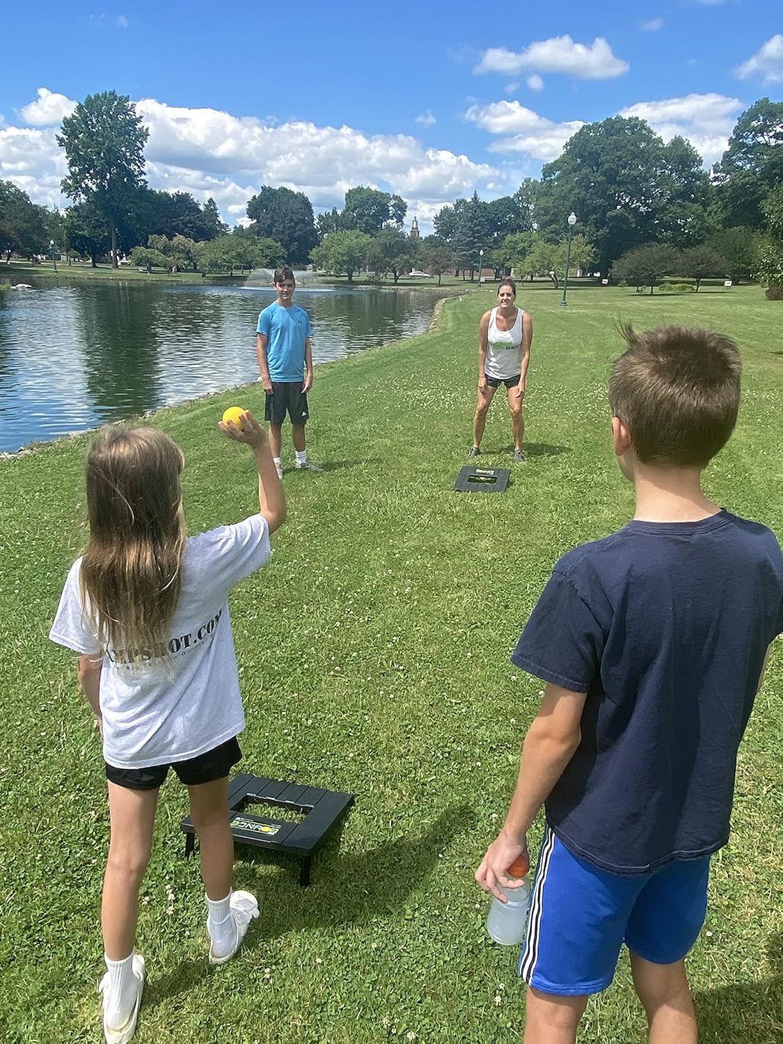 RampShot BOUNCE- Played Outdoors, Indoors, Yard, Beach, Tailgate, Park - Includes 2 Balls, Stickers and Rule Book - Great Family Game